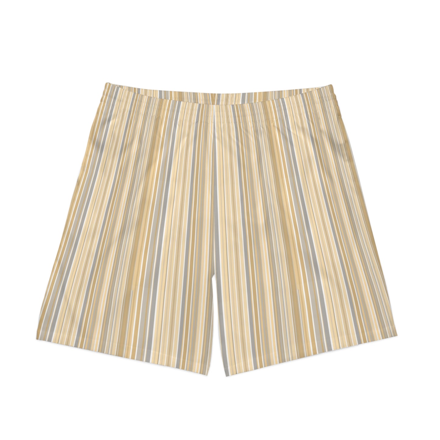 ‘STRIPES NEUTRAL COLOR’ Men's Elastic Beach Shorts (AOP)