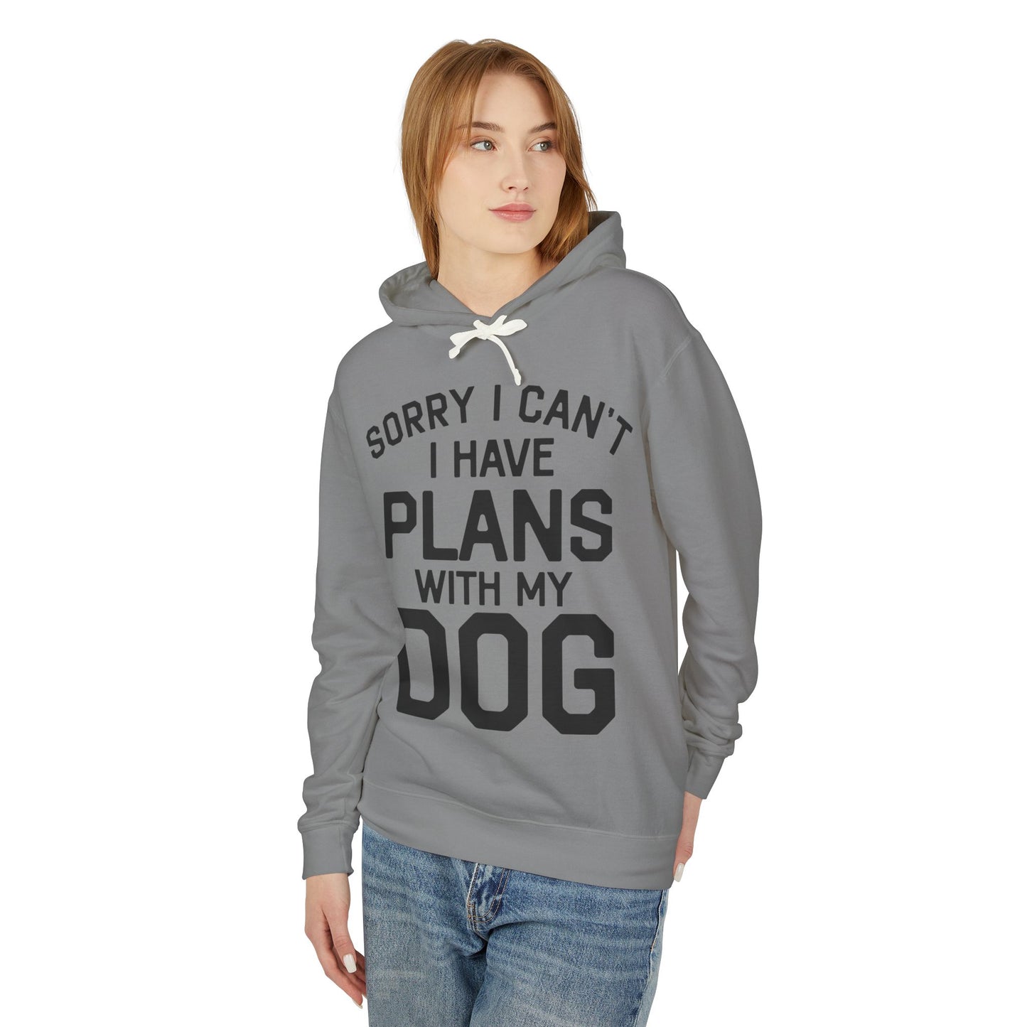 ‘I have plans with my dog’ Unisex Lightweight Hooded Sweatshirt