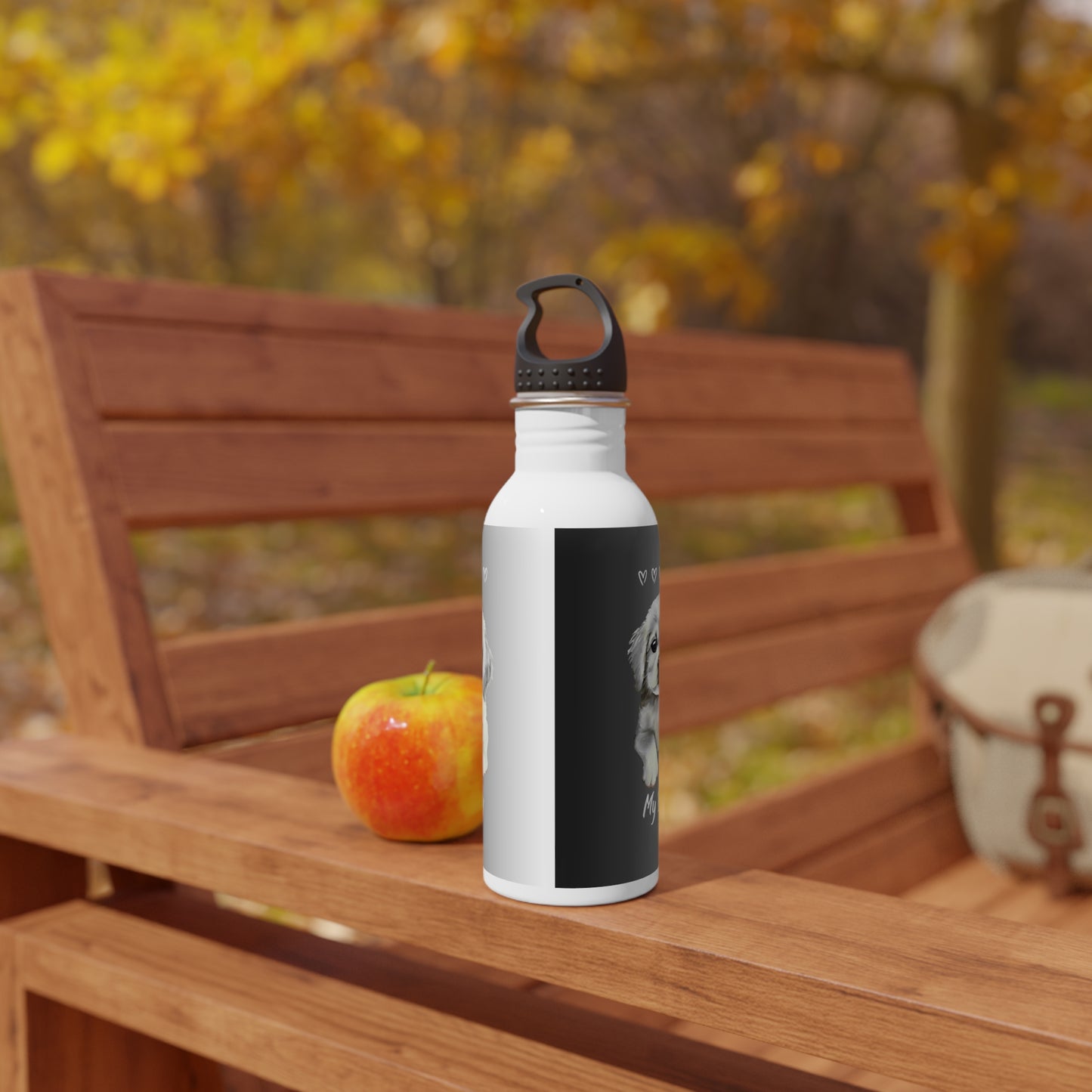 Custom Dog Lover Stainless Steel Water Bottle, Pet Owner Gift, Cute Puppy Design, Travel Mug, Personalized Water Bottle