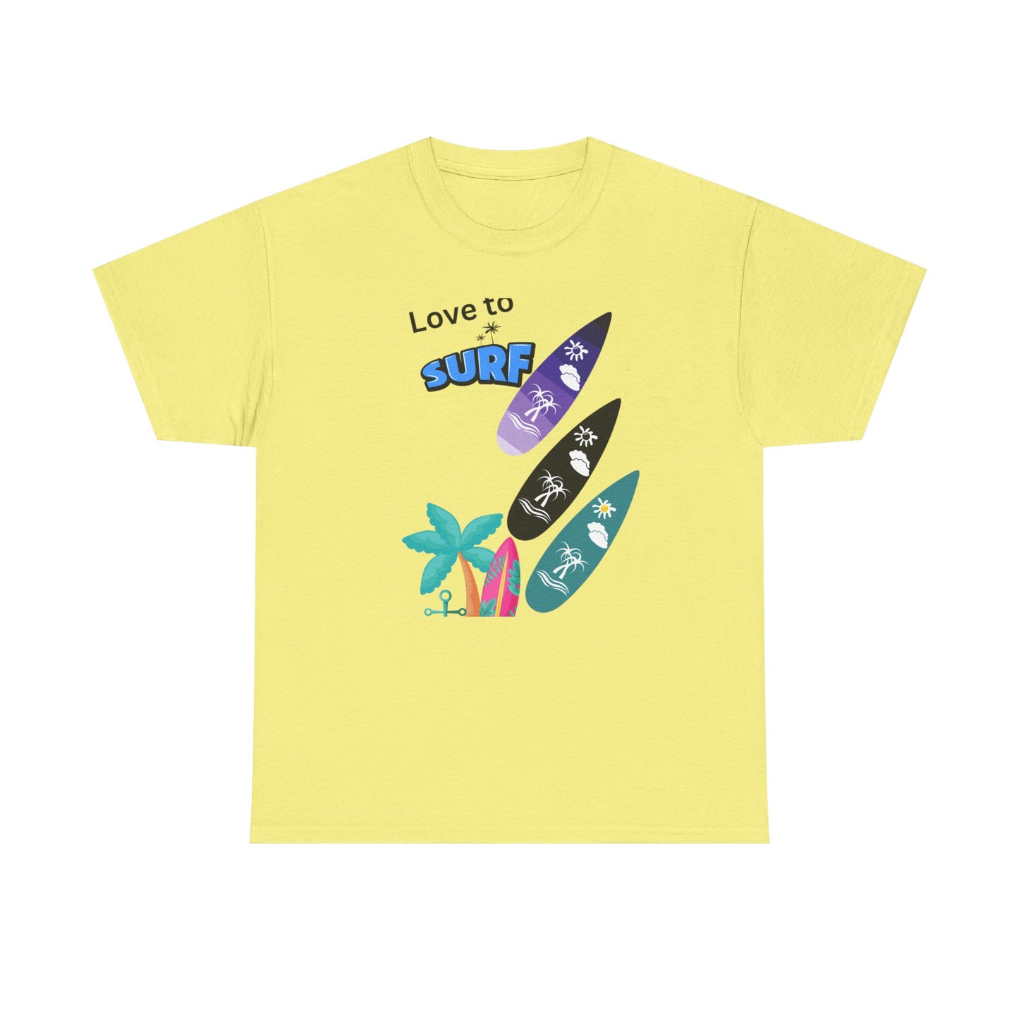 Surf Lover Unisex Heavy Cotton Tee, Beach T-Shirt, Summer Apparel, Gift for Surfers, Casual Wear, Surfing Enthusiast Shirt