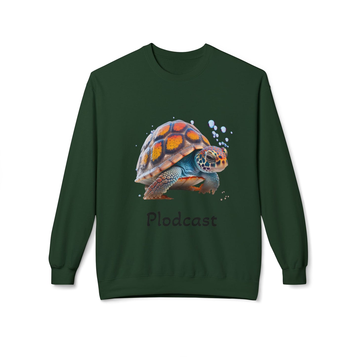 ‘Plodcast’ Turtle Unisex Midweight Softstyle Fleece Crewneck Sweatshirt