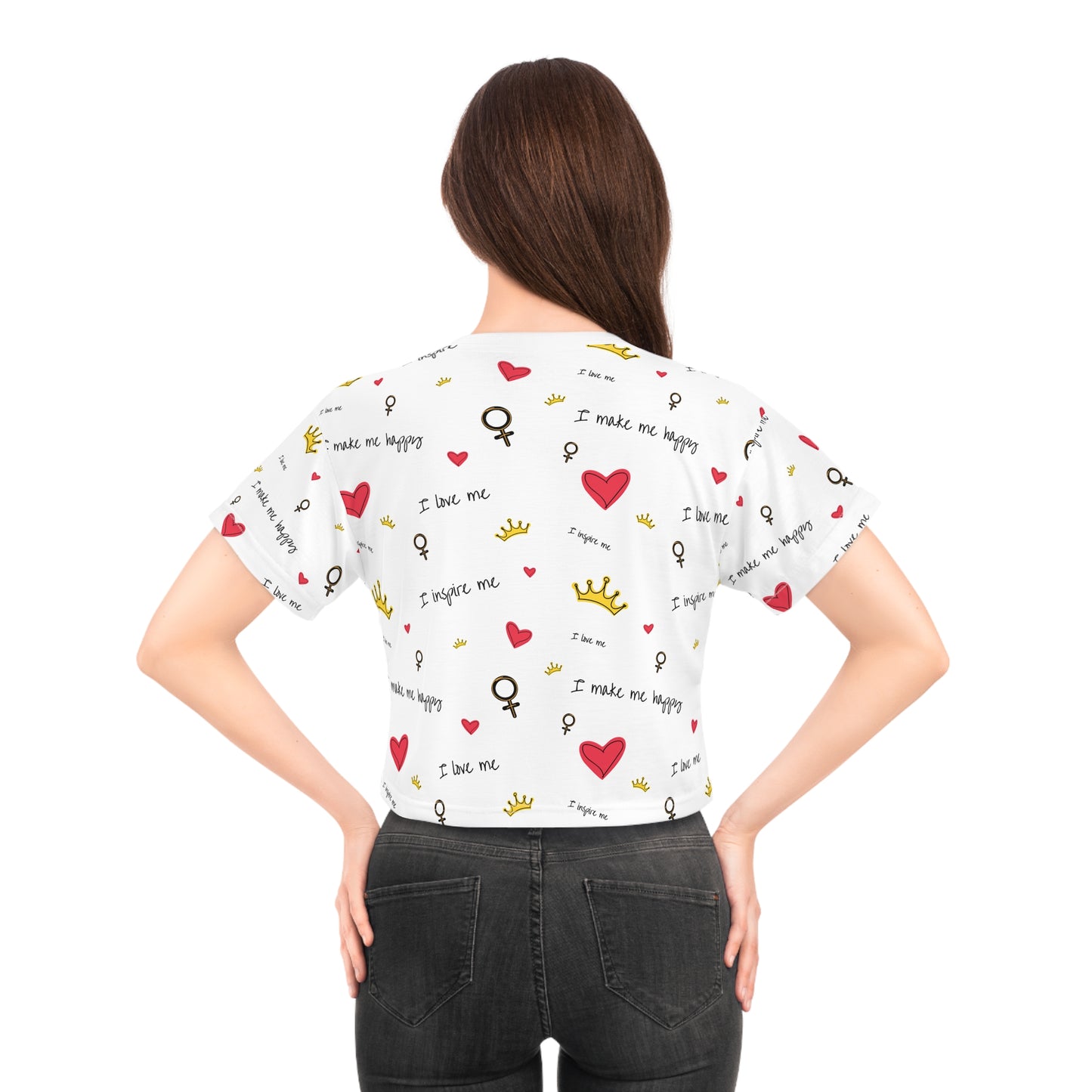 ‘I Love Me’ Crop Tshirt (AOP)