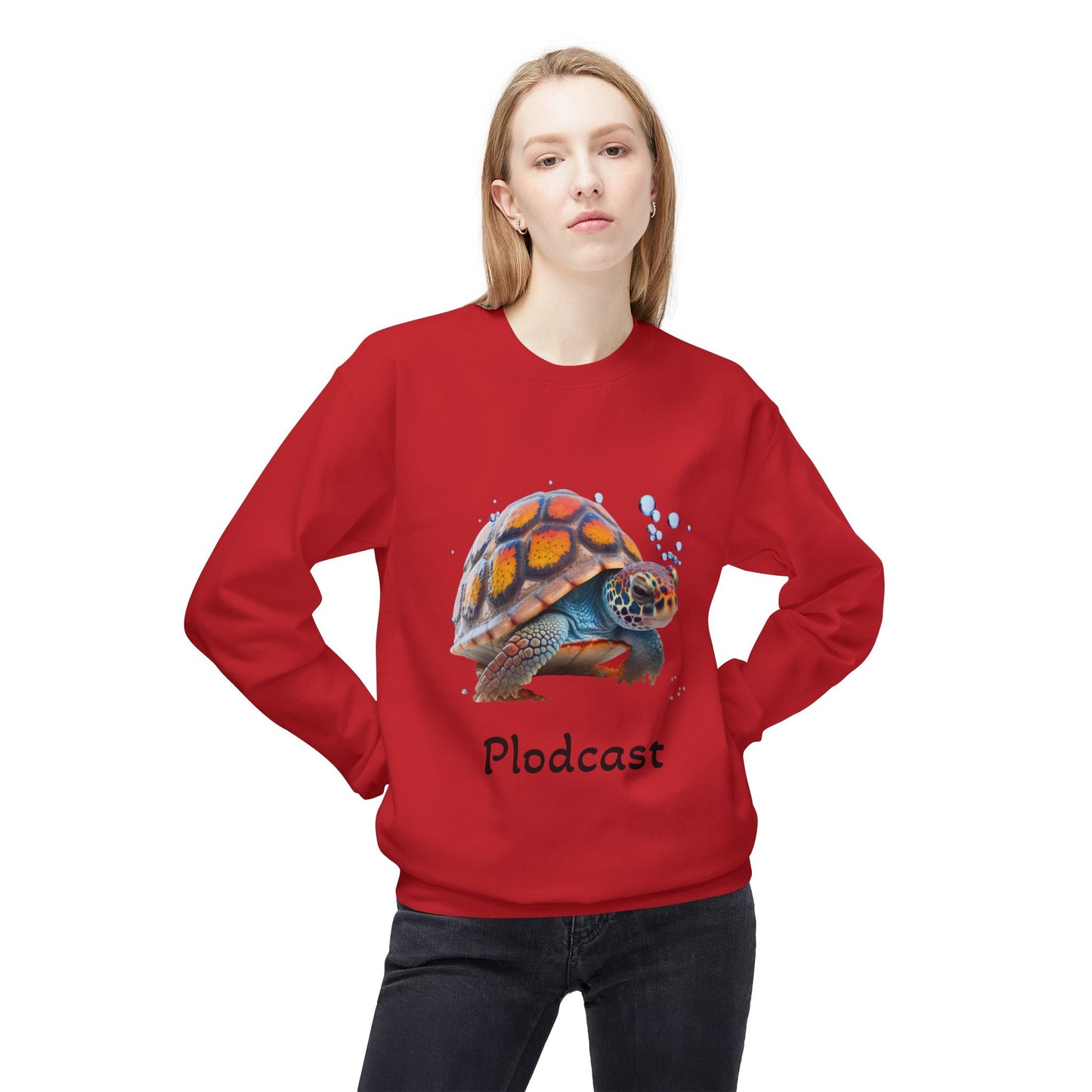 ‘Plodcast’ Turtle Unisex Midweight Softstyle Fleece Crewneck Sweatshirt