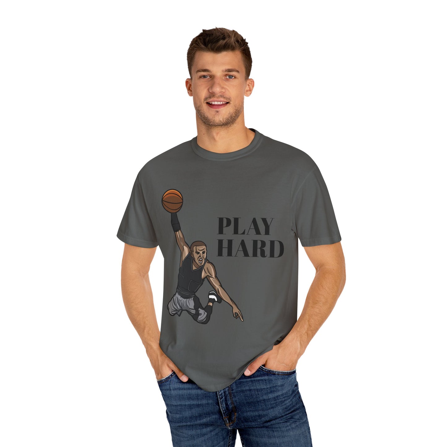 ‘PLAY HARD’ BASKETBALL Unisex Garment-Dyed T-shirt