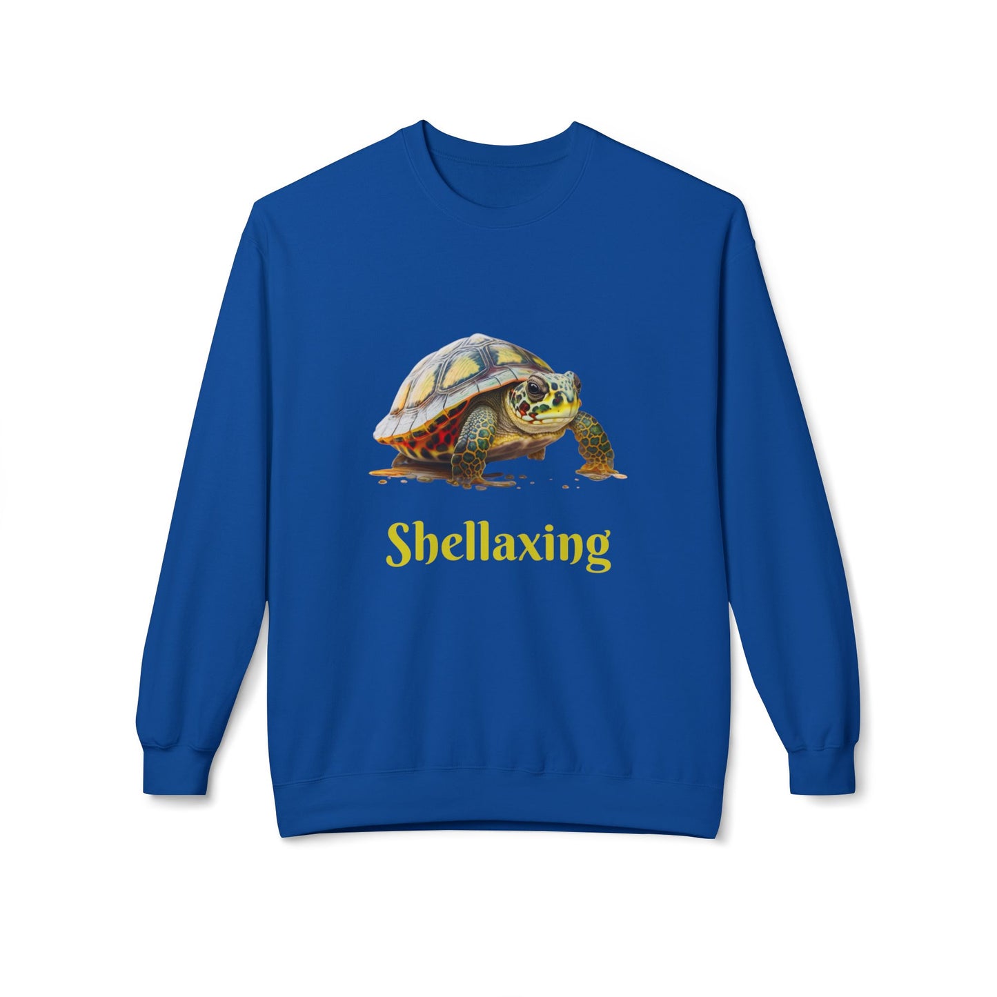 ‘Shellaxing’ Turtle’ Unisex Midweight Softstyle Fleece Crewneck Sweatshirt