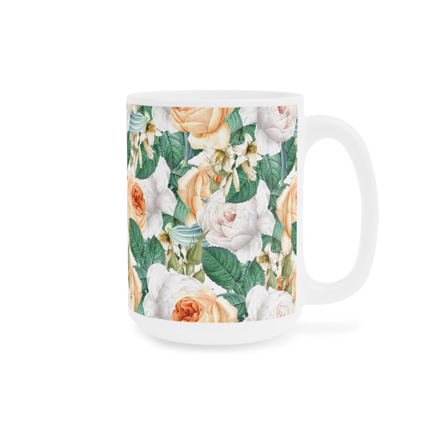 Floral Ceramic Mug(CDA) - Elegant Flower Design for Tea & Coffee Lovers