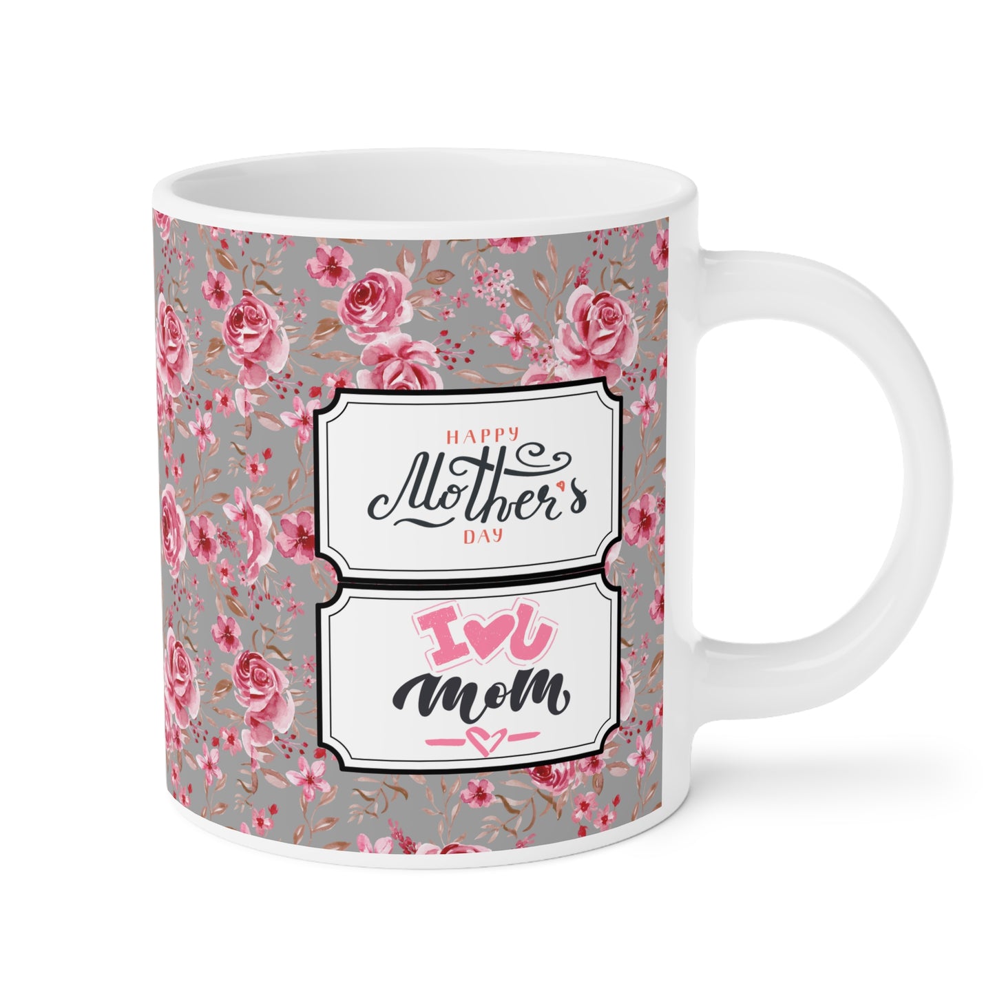 Floral Ceramic Mug - Elegant Rose Pattern for Coffee Lovers