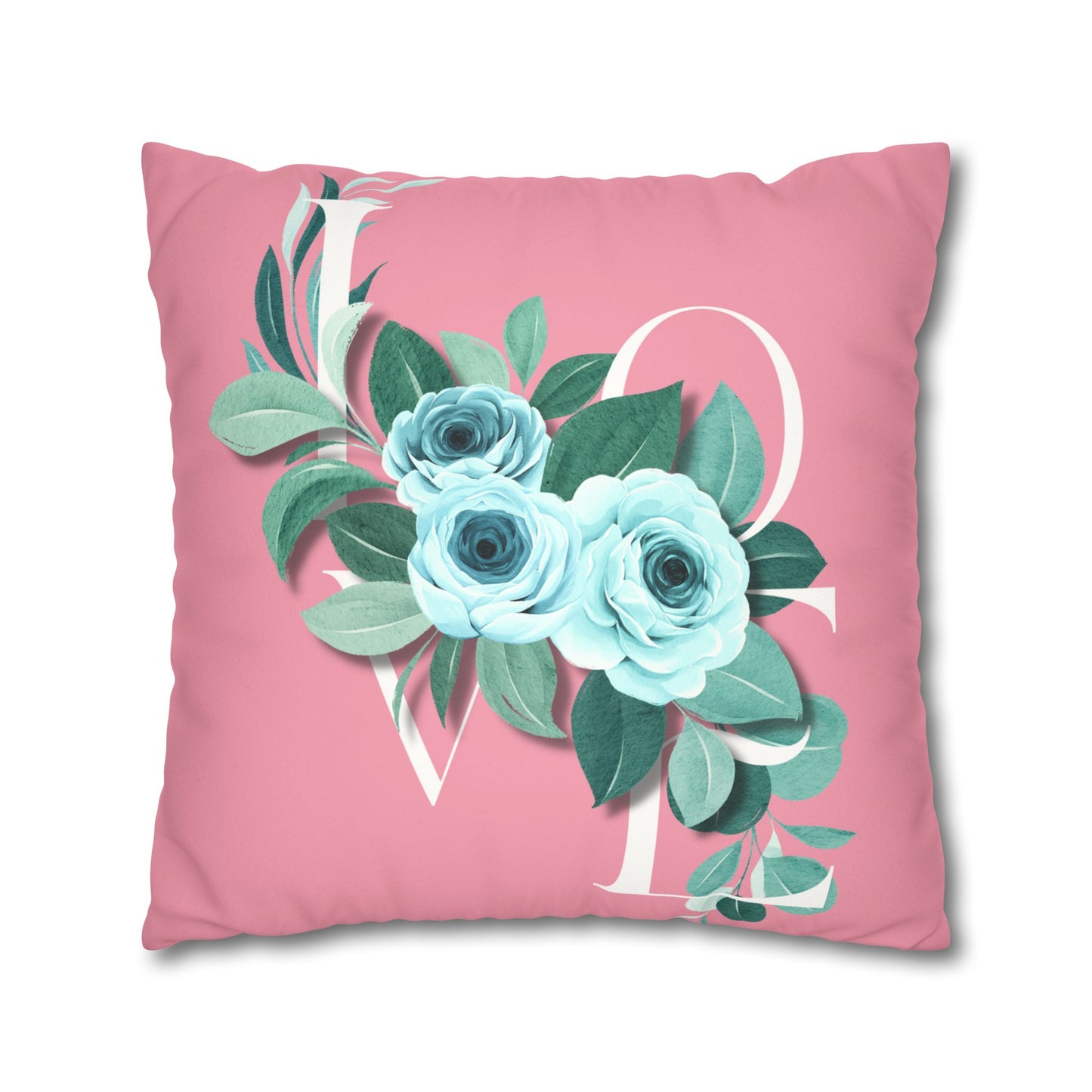‘LOVE’ Faux Pink Suede Square Pillowcase