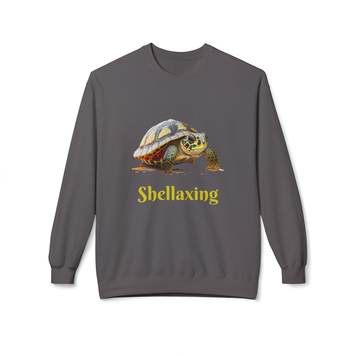 ‘Shellaxing’ Turtle’ Unisex Midweight Softstyle Fleece Crewneck Sweatshirt