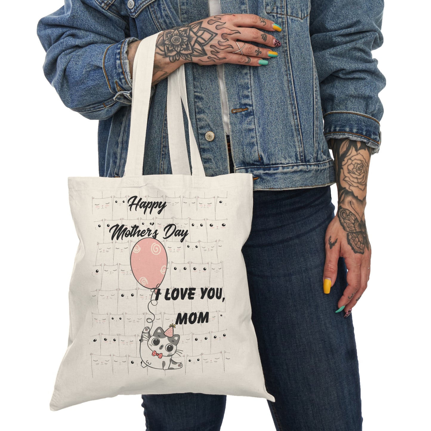 Happy Mother's Day Cat Tote Bag - I Love You, Mom