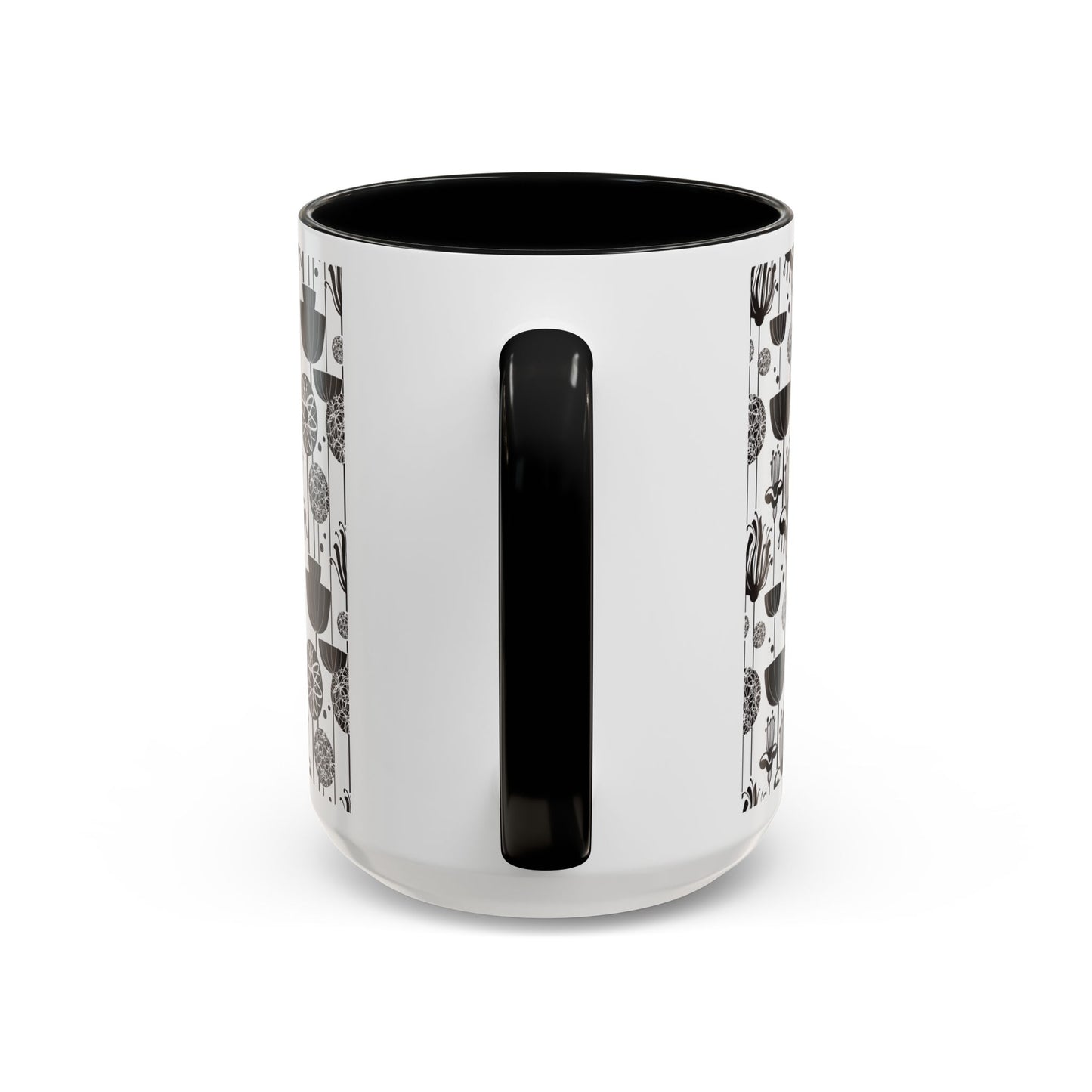 ‘Black & White Flowers’ Accent Coffee Mug (11, 15oz)