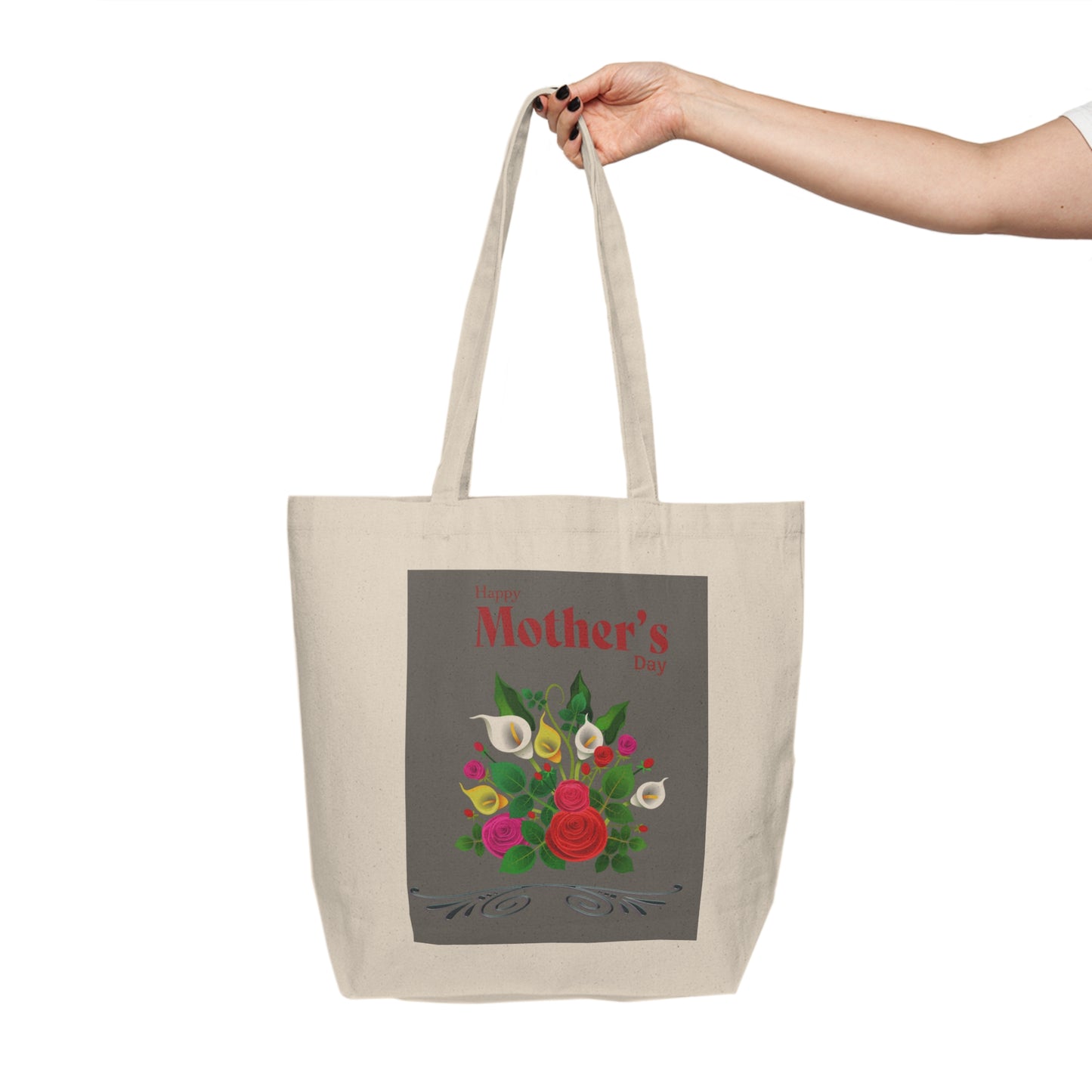 Happy Mother's Day Floral Canvas Shopping Tote - Eco-Friendly Gift for Moms