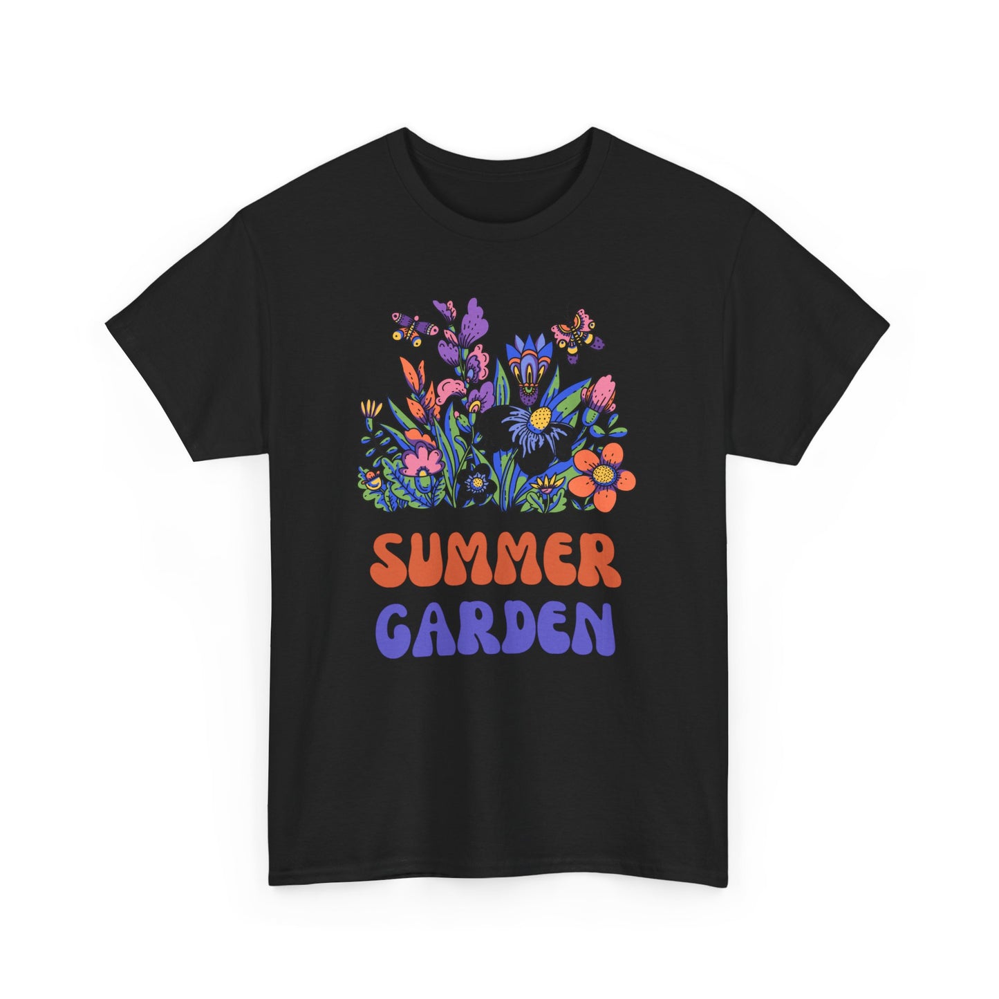 Vibrant Summer Garden Tee | Unisex Heavy Cotton T-Shirt, Floral Graphic Tee, Nature Lover Gift, Summer Fashion, Outdoor Vibes