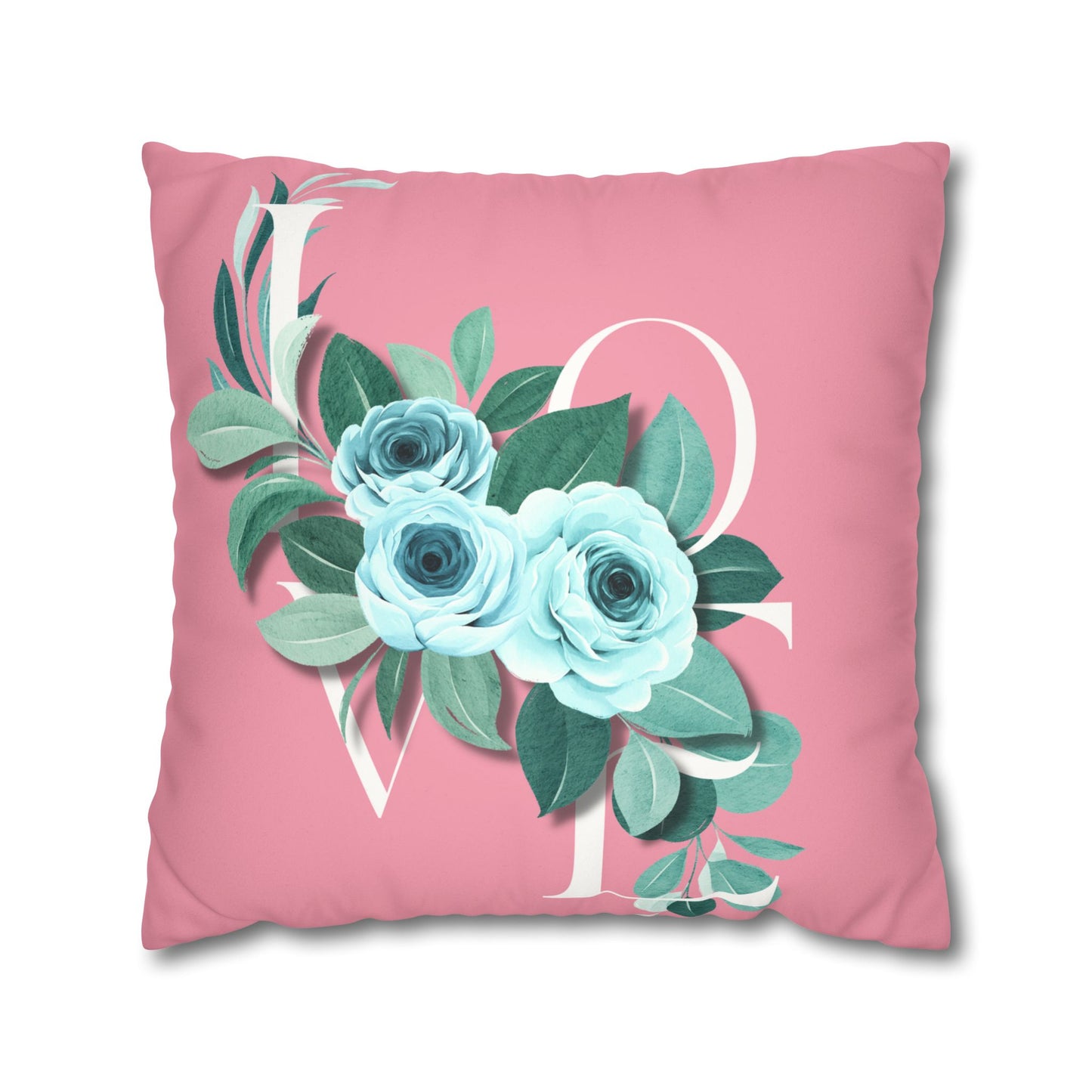 ‘LOVE’ Faux Pink Suede Square Pillowcase