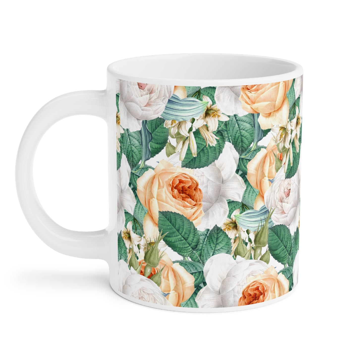 Floral Ceramic Mug(CDA) - Elegant Flower Design for Tea & Coffee Lovers