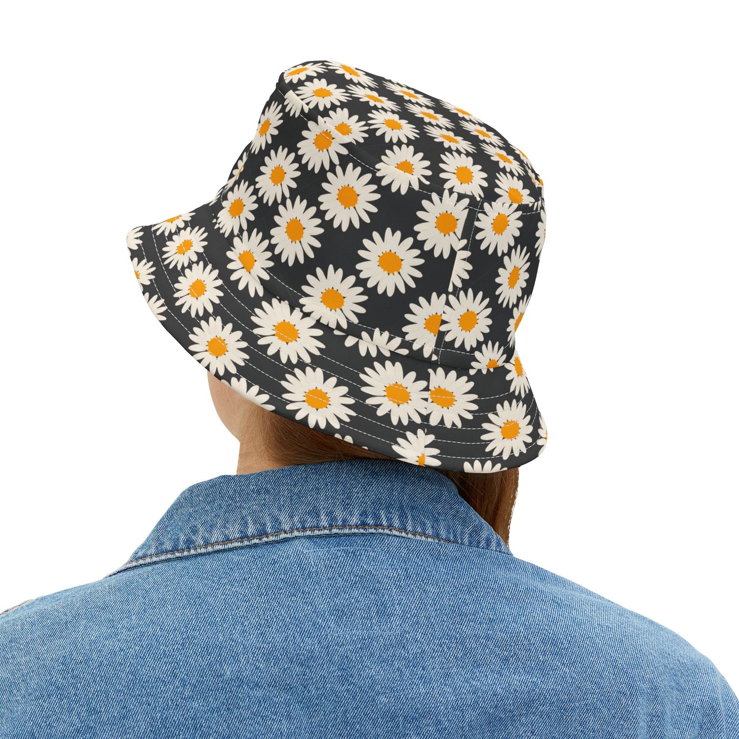 Floral Bucket Hat, Daisy Print Hat for Summer, Sun Protection Hat, Stylish Beach Hat, Gift for Nature Lovers, Festival Accessory