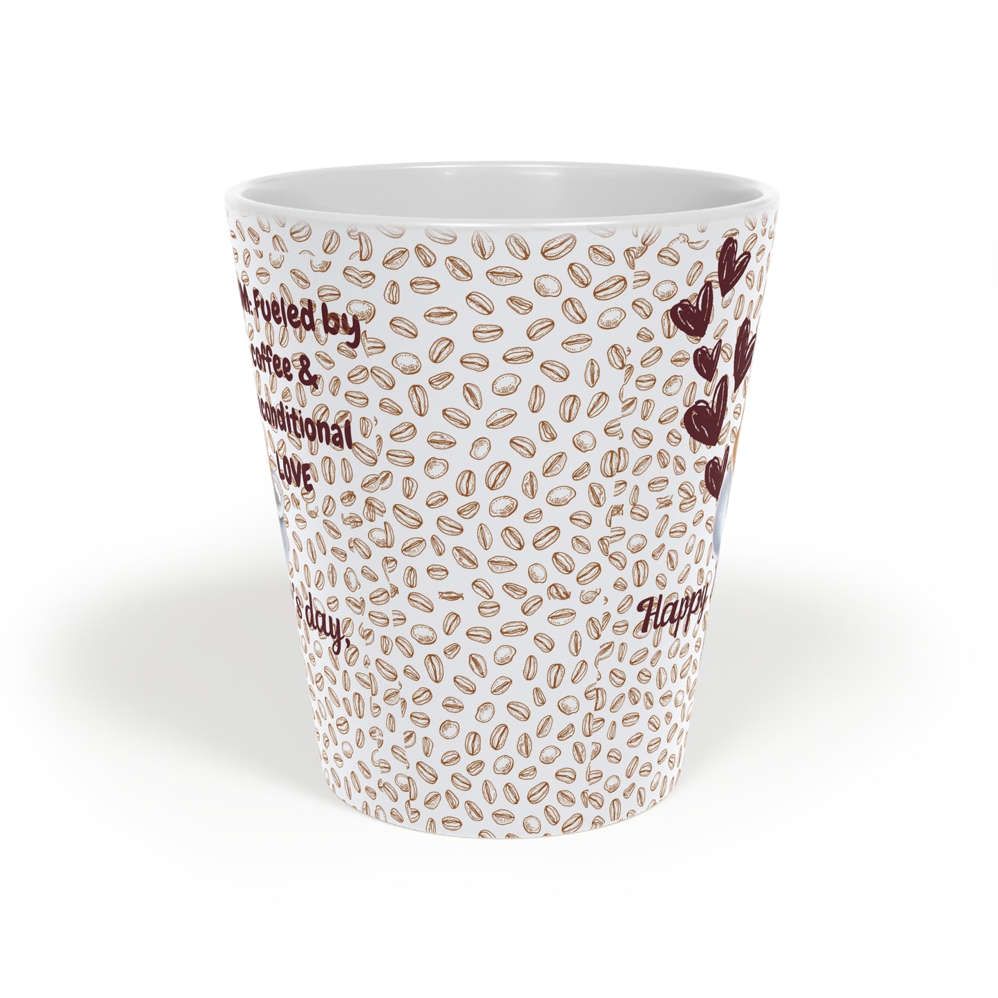 Mom's Happy Latte Mug - 12oz Coffee Cup with Heart Design