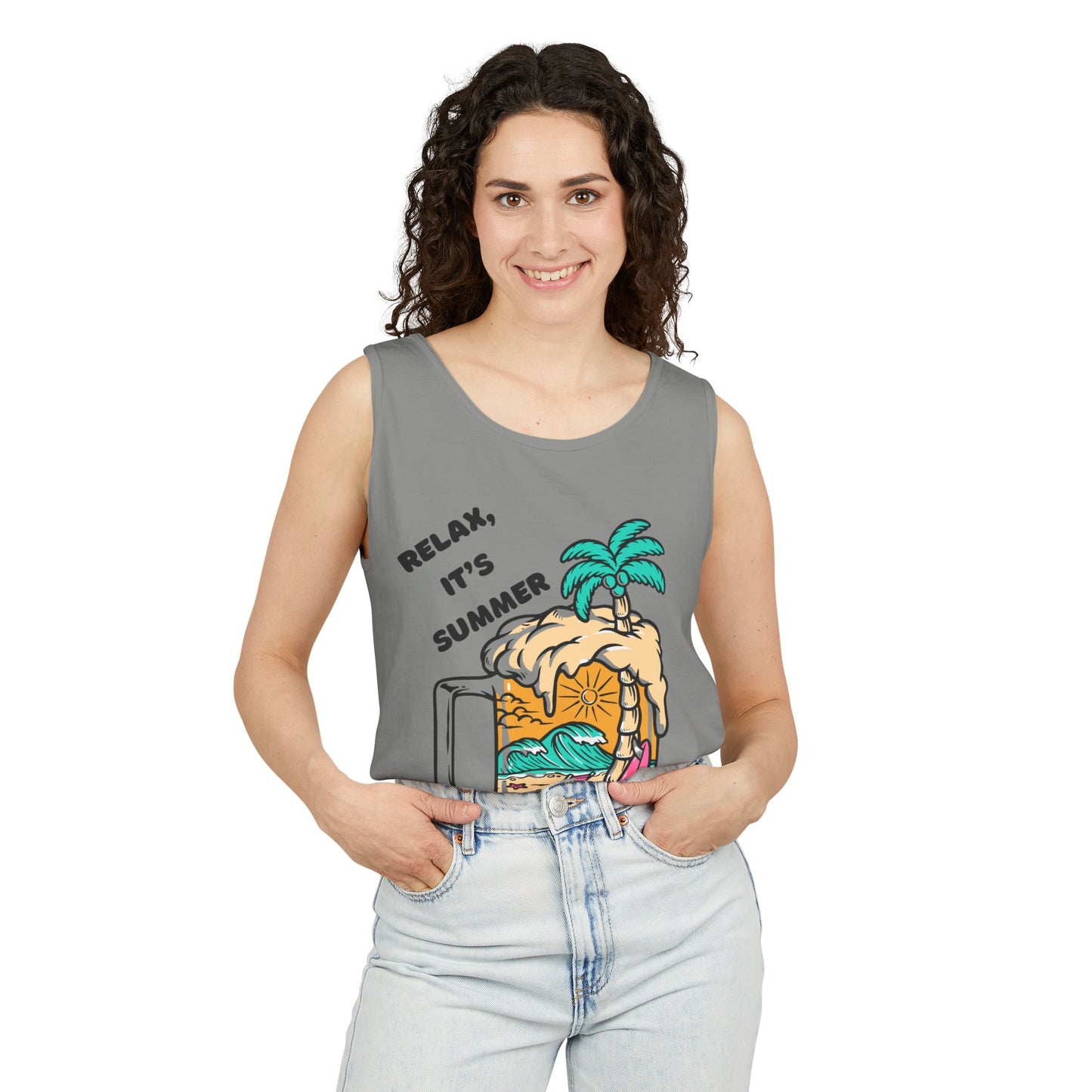 Summer Vibes Tank Top, Relax It's Summer Shirt, Beachwear, Vacation Apparel, Fun Unisex Top