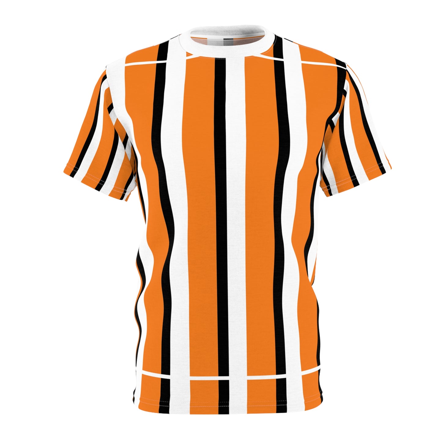 ‘Black & Orange Stripes’ Unisex Cut & Sew Tee (AOP)