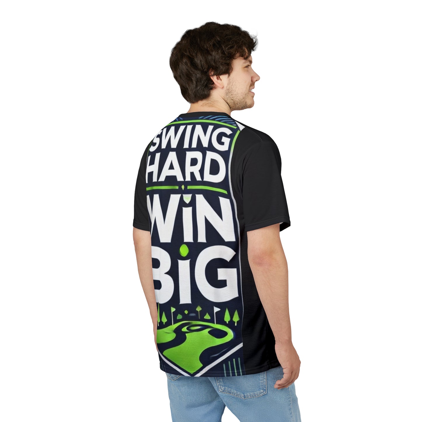 ‘Swing Hard’ Unisex Cut & Sew Tee (AOP)