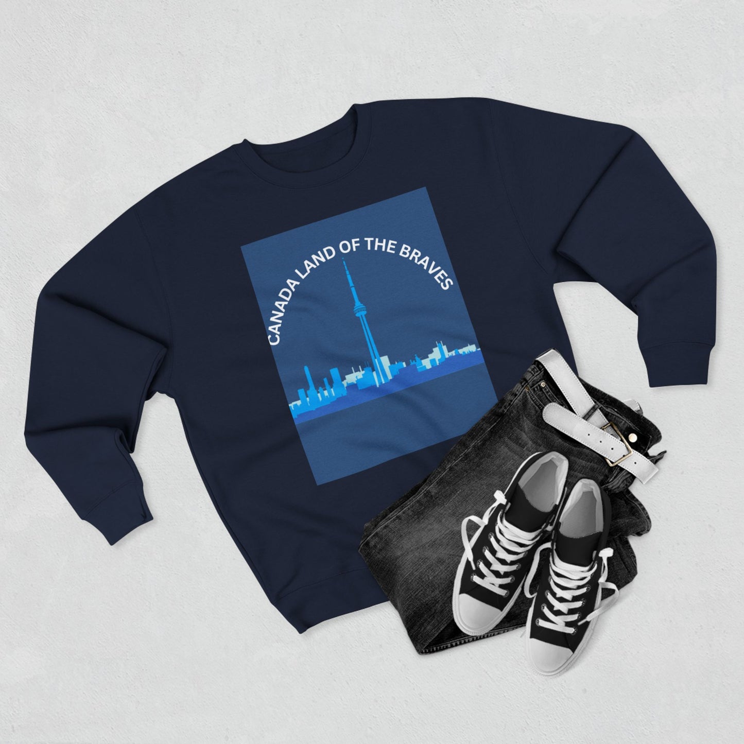 Canada Land of the Brave Unisex Crewneck Sweatshirt - Cozy Urban Style for All Occasions