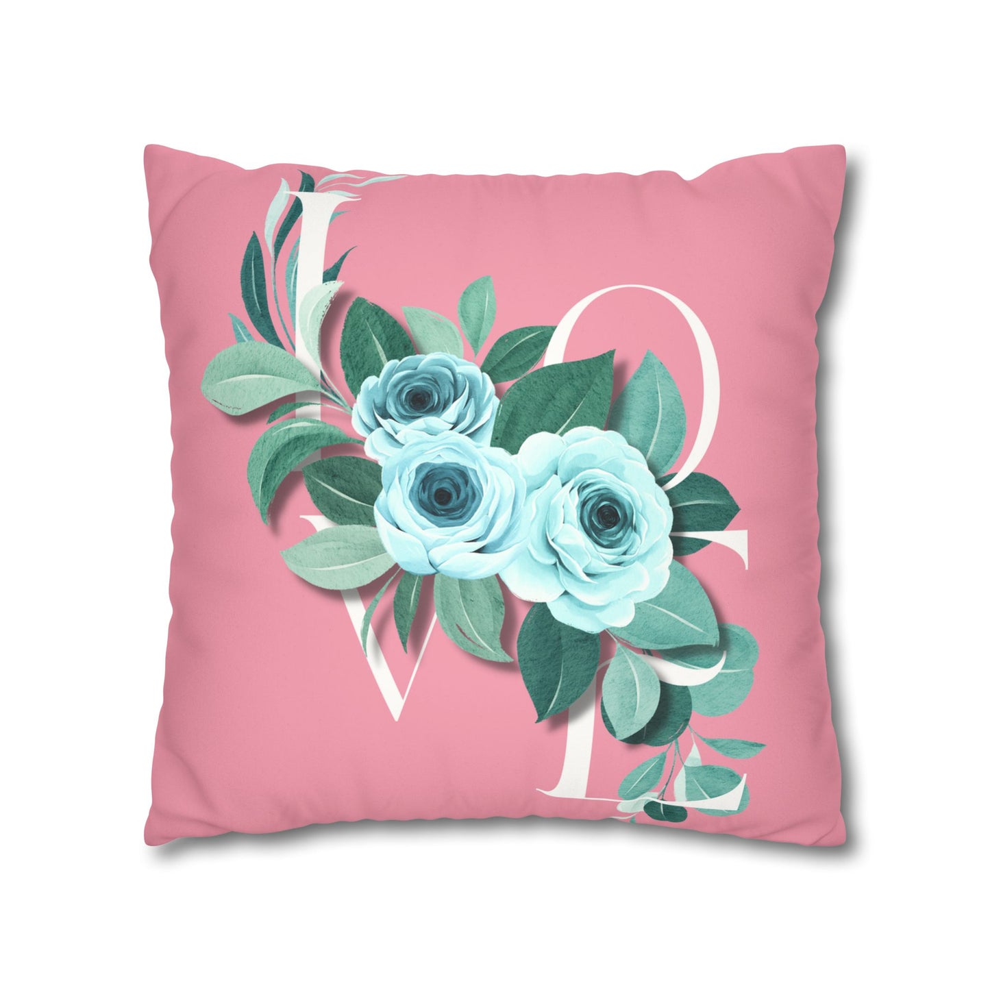 ‘LOVE’ Faux Pink Suede Square Pillowcase