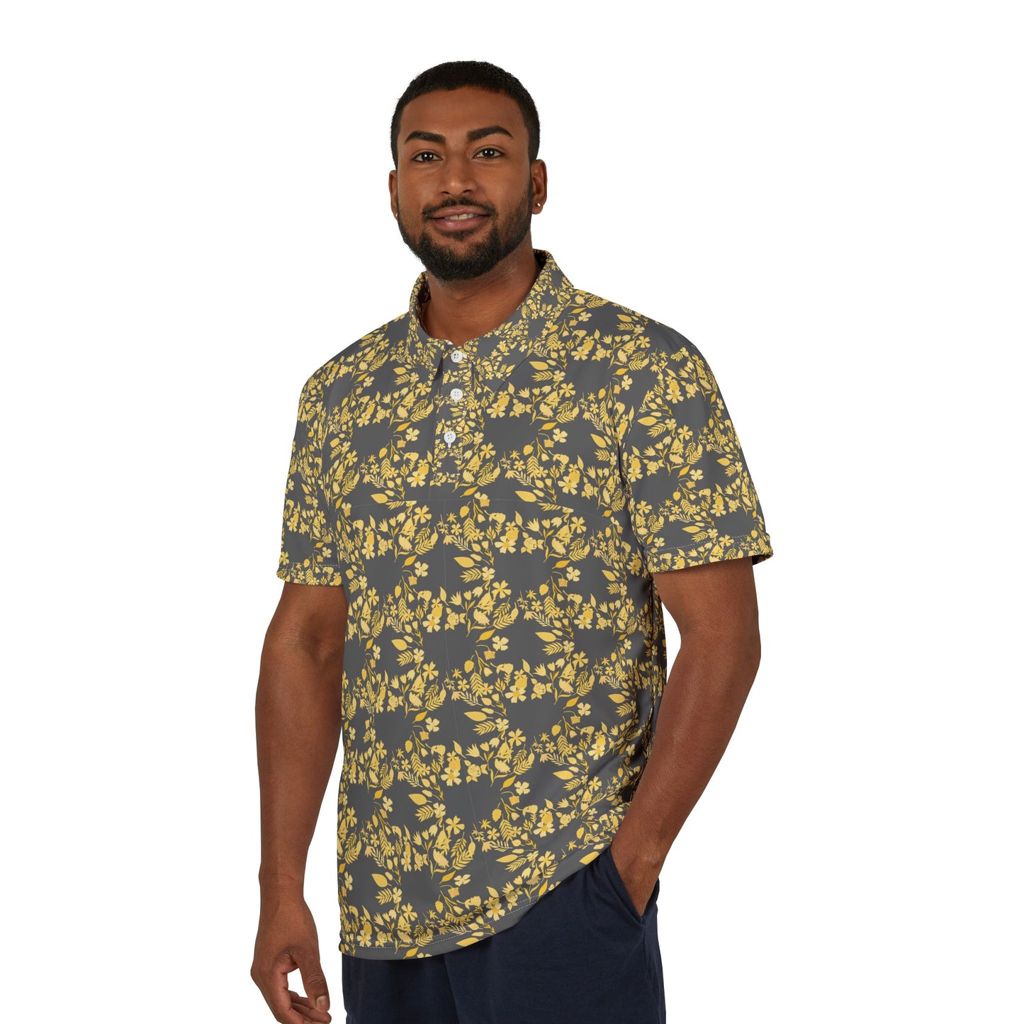 ‘Yellow & Gray’ Men’s Polo Shirt (AOP)