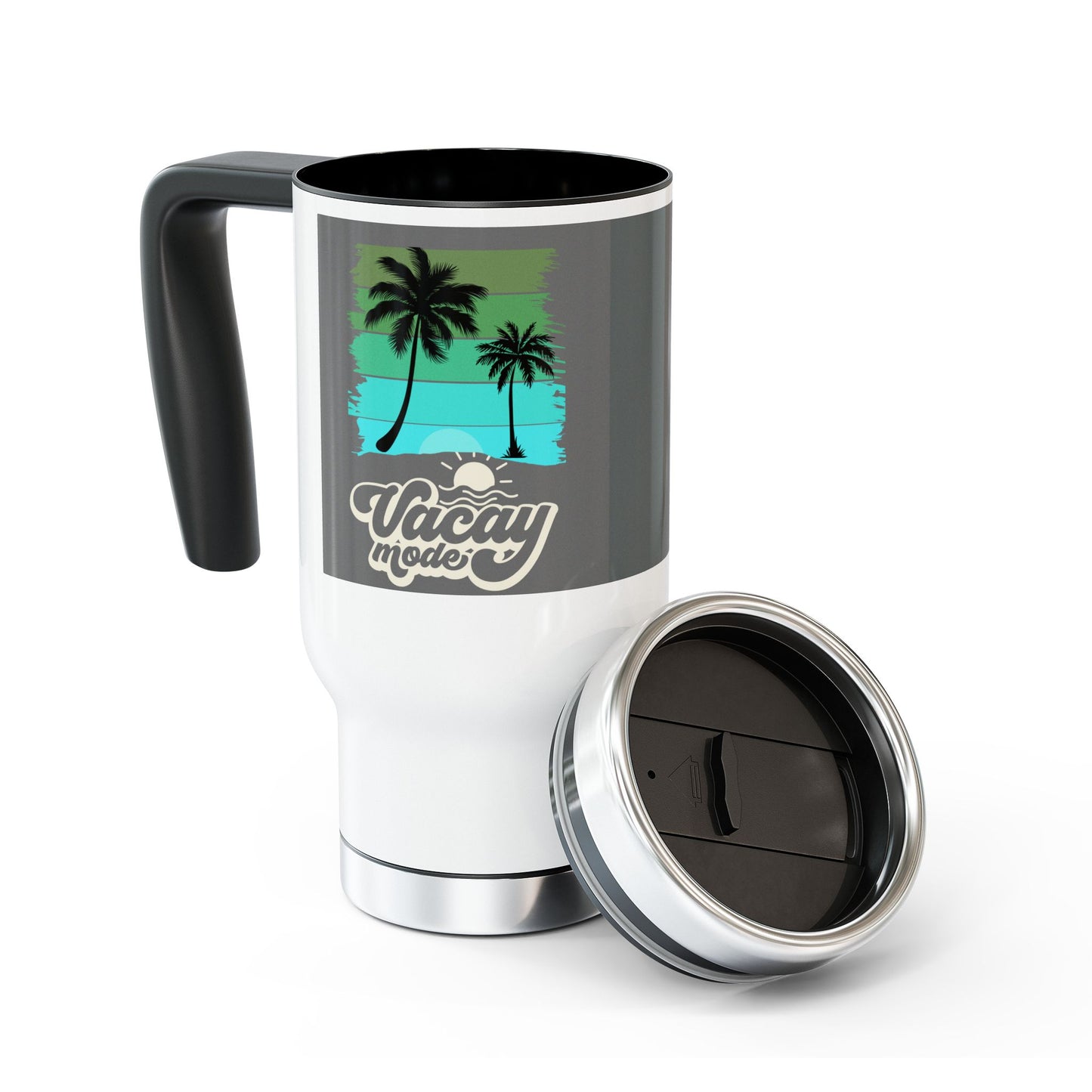 Vacation Mode Travel Mug, Stainless Steel Tumbler, 14oz Coffee Cup, Tropical Drinkware, Perfect for Travel and Summer