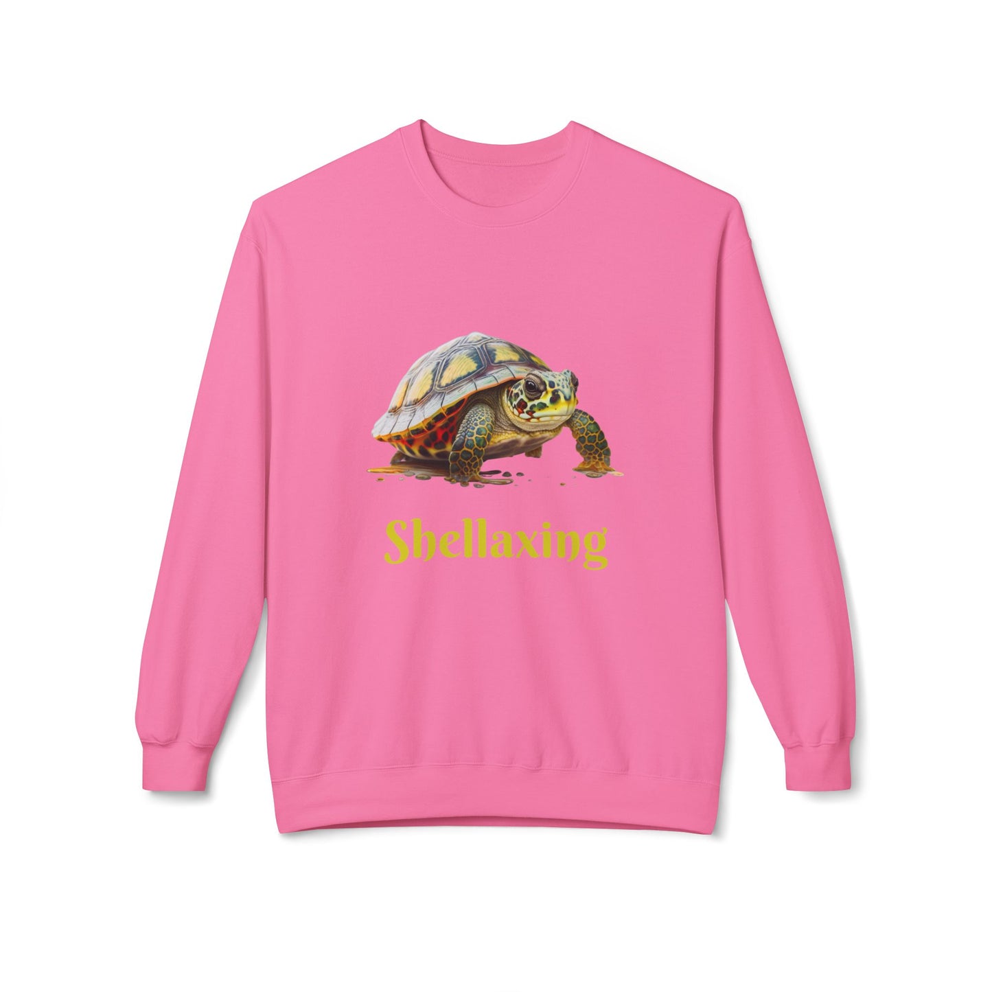 ‘Shellaxing’ Turtle’ Unisex Midweight Softstyle Fleece Crewneck Sweatshirt