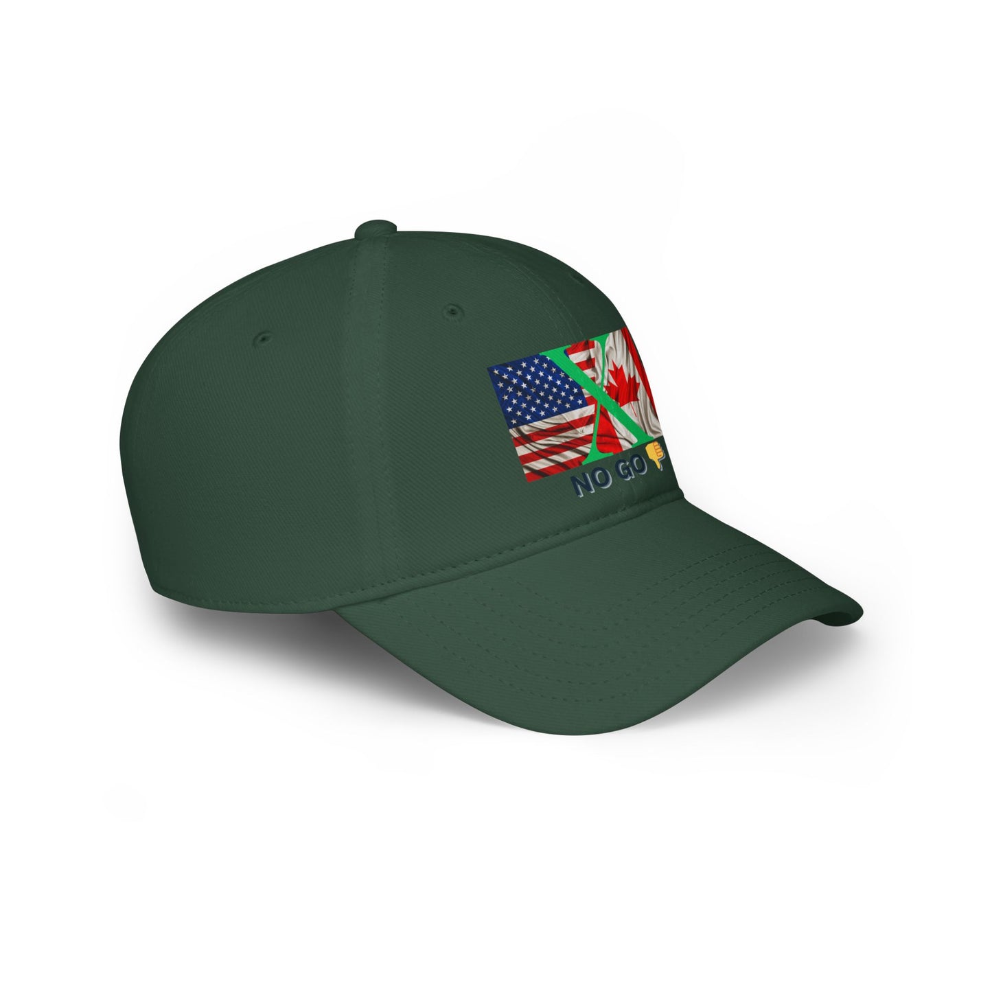 Custom 'No Go' Low Profile Baseball Cap with US and Canada Flags