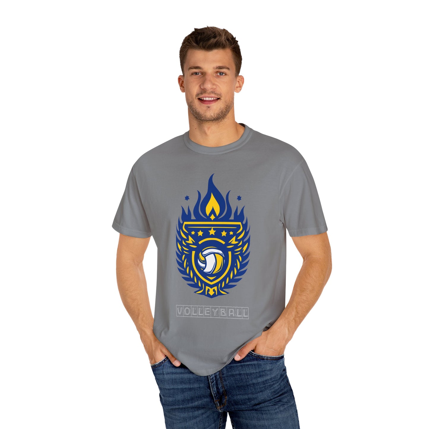 Vintage Volleyball Crest Unisex Garment-Dyed T-shirt