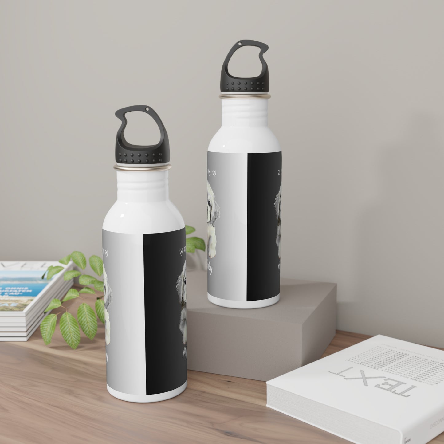 Custom Dog Lover Stainless Steel Water Bottle, Pet Owner Gift, Cute Puppy Design, Travel Mug, Personalized Water Bottle