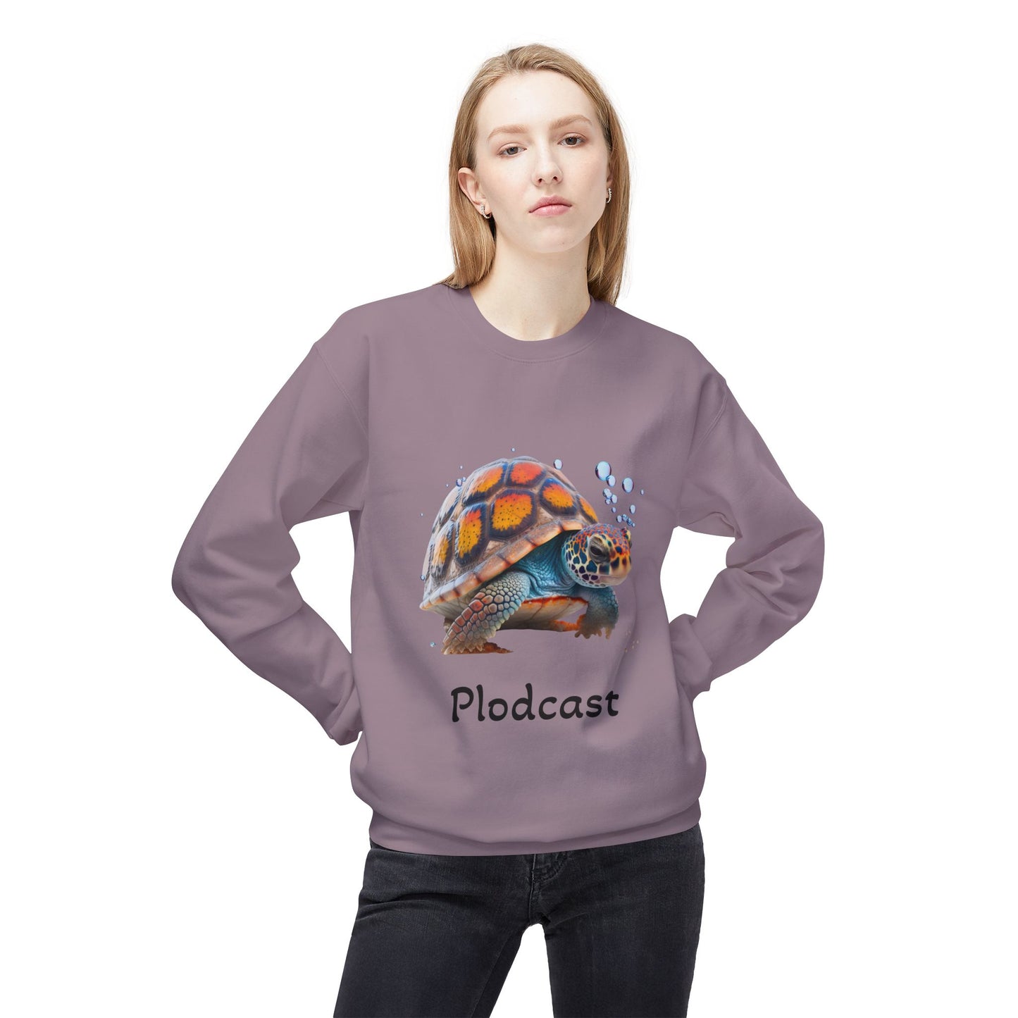 ‘Plodcast’ Turtle Unisex Midweight Softstyle Fleece Crewneck Sweatshirt