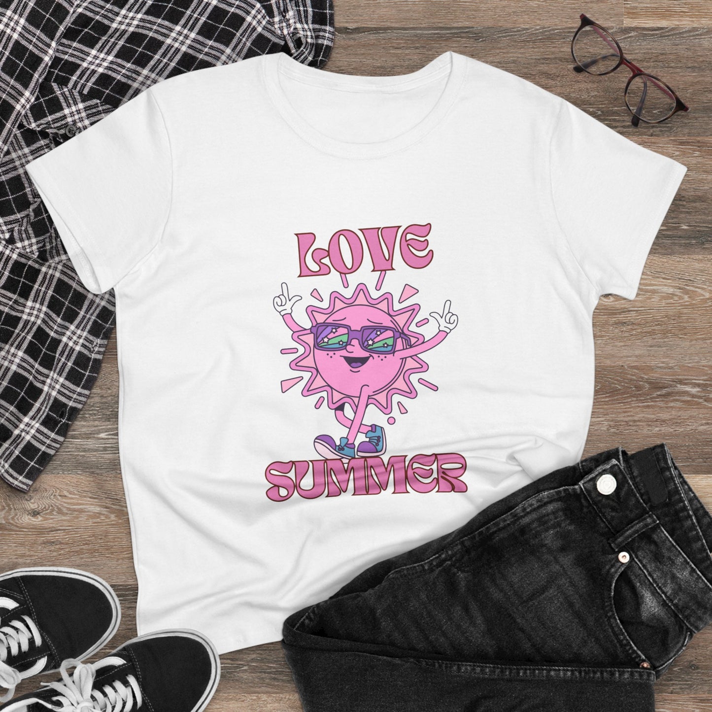 Women's Summer Vibes Tee, Love Summer Graphic Shirt, Fun Casual Top, Gift for Beach Lovers, Trendy Apparel for Warm Days