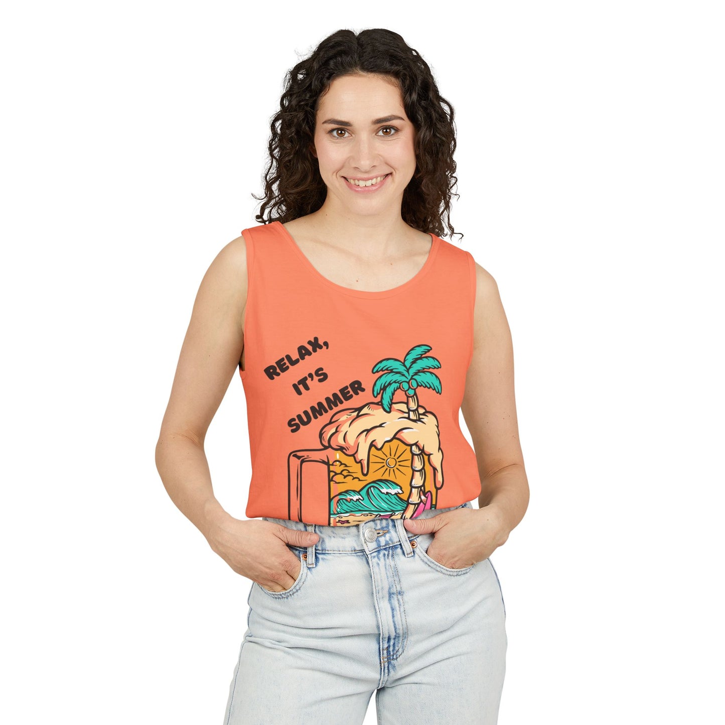 Summer Vibes Tank Top, Relax It's Summer Shirt, Beachwear, Vacation Apparel, Fun Unisex Top