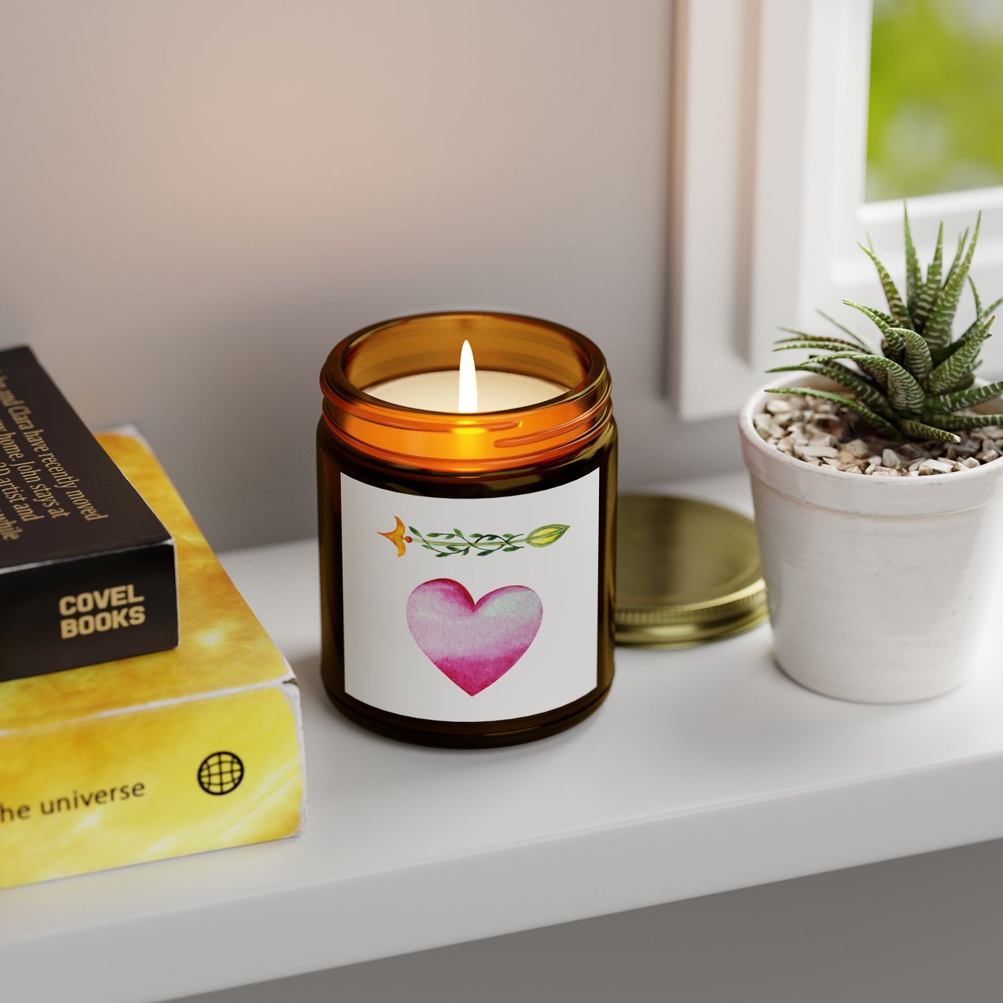 ‘Heart and Arrow’ Scented Candles, Coconut Apricot Wax (4oz, 9oz)