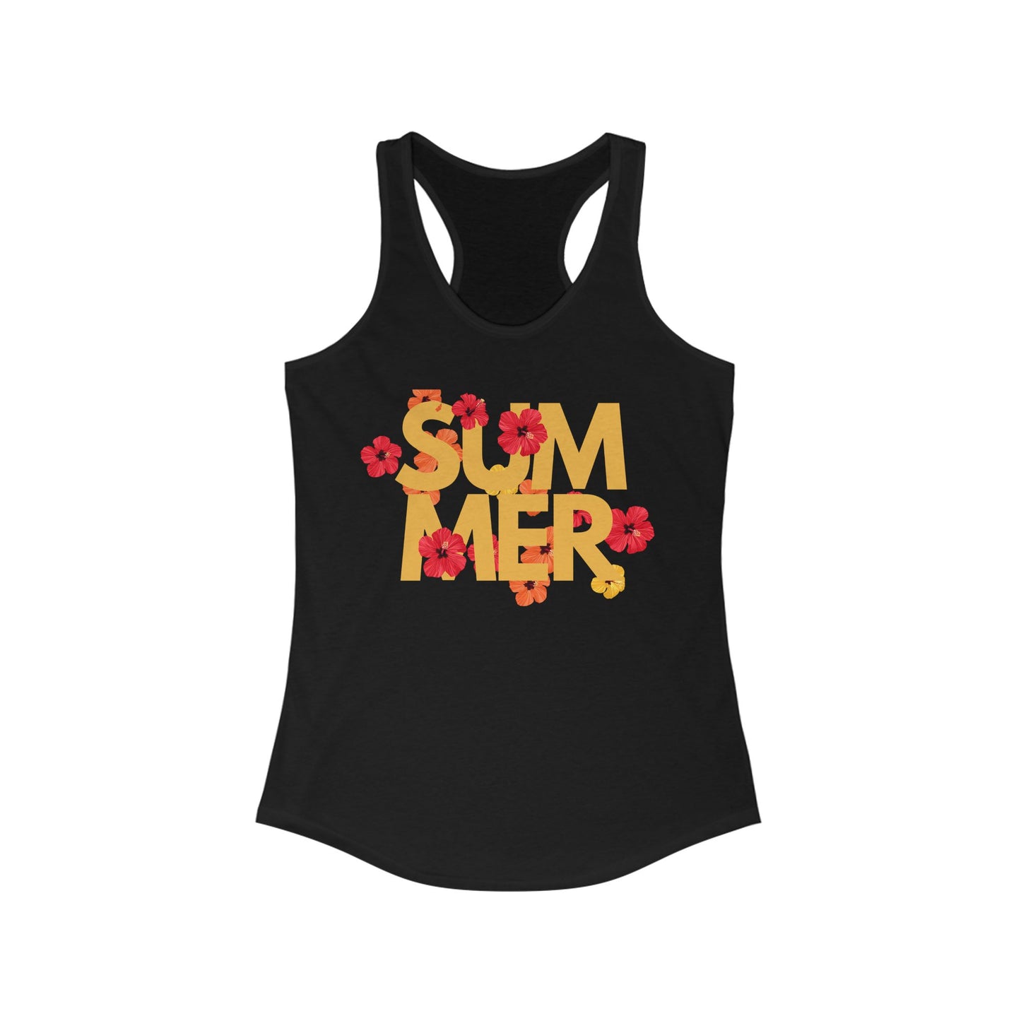 Summer Floral Women's Racerback Tank, Beachwear Top, Casual Summer Shirt, Vacation Apparel, Floral Graphic Tee