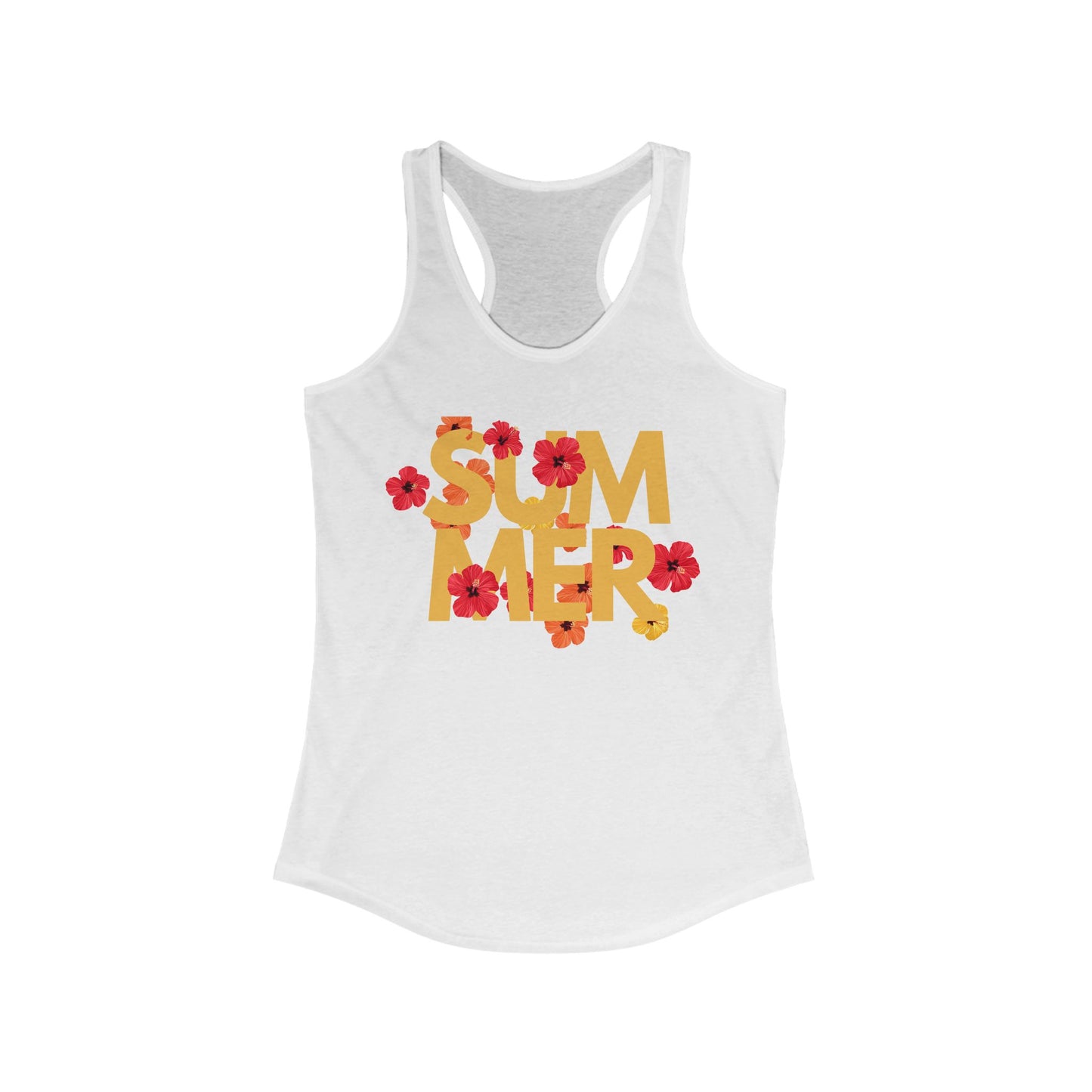 Summer Floral Women's Racerback Tank, Beachwear Top, Casual Summer Shirt, Vacation Apparel, Floral Graphic Tee