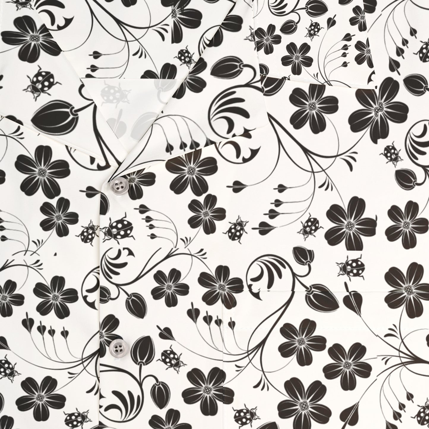 ‘Black & White Floral Pattern’ Men's Hawaiian Shirt (AOP)