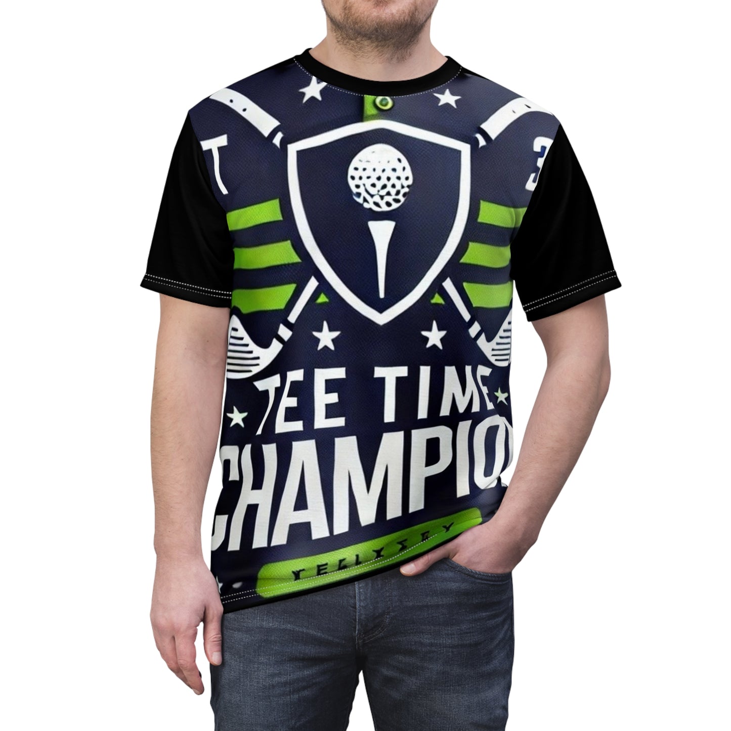 ‘Tee Time Champion’ Unisex Cut & Sew Tee (AOP)