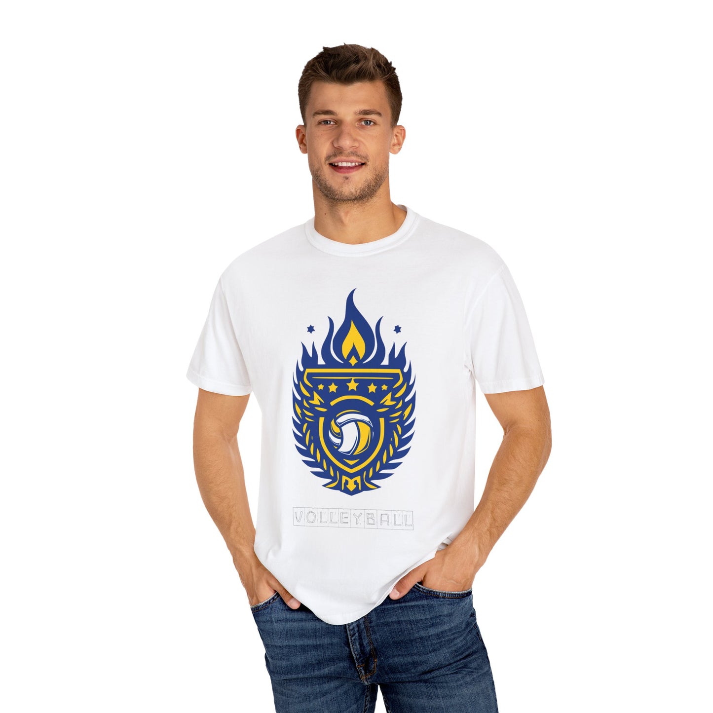 Vintage Volleyball Crest Unisex Garment-Dyed T-shirt
