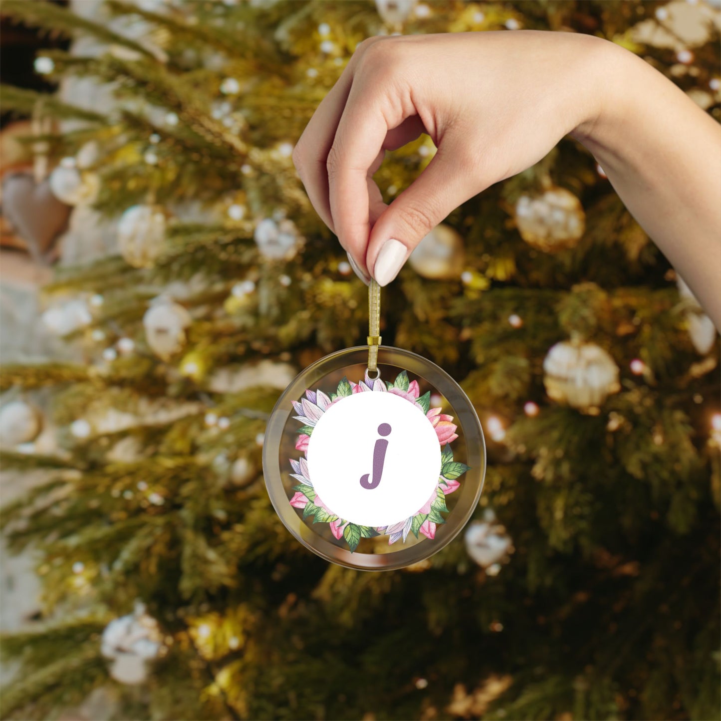J’ Initial Glass Ornaments