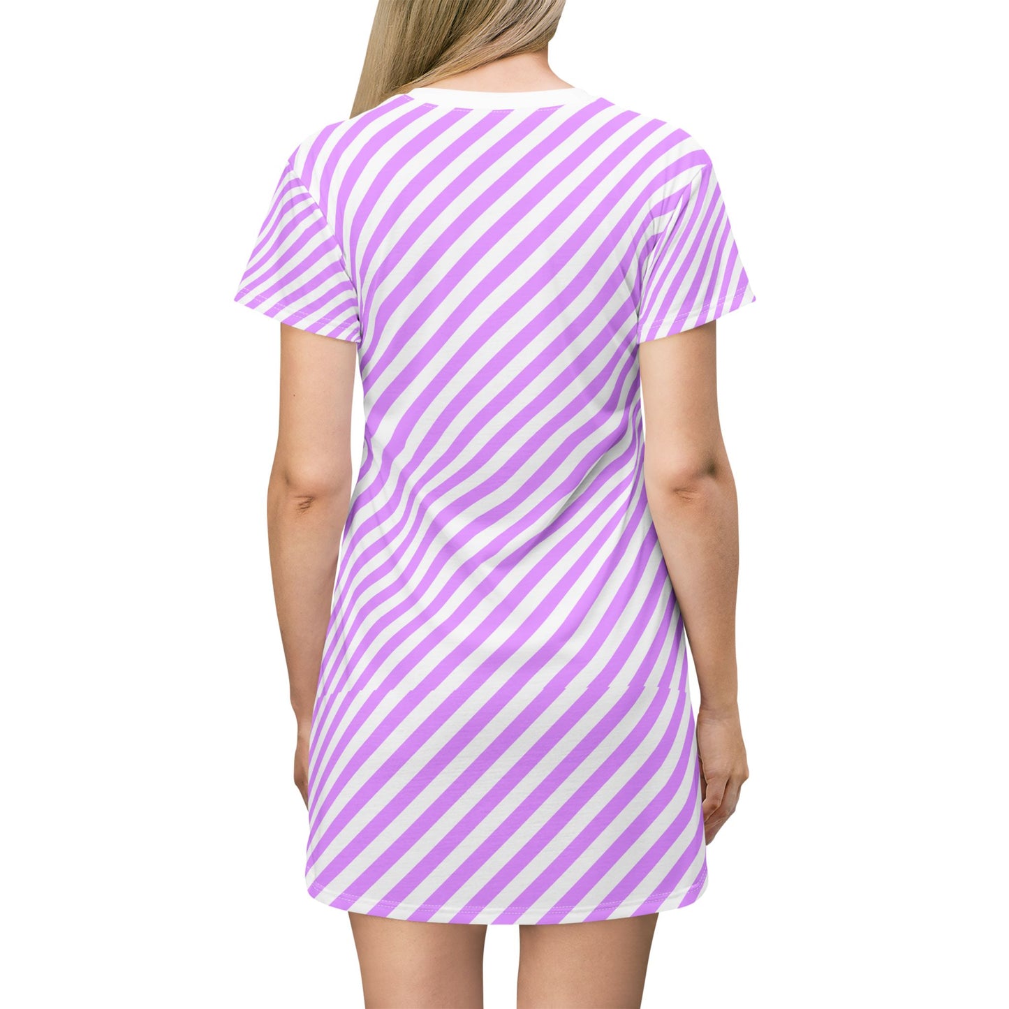 ‘Pink Diagonal Pin Stripe’ Shirt Dress (AOP)