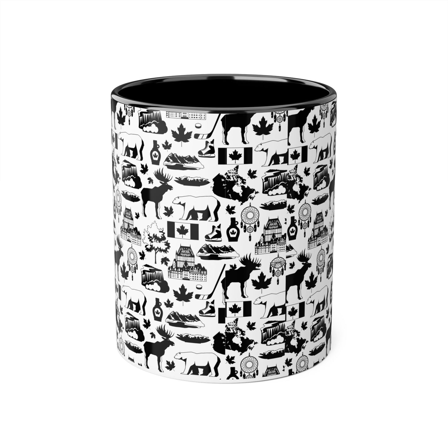 Canadian Wildlife Accent Mug - 11oz Black Handle - Perfect Gift for Nature Lovers