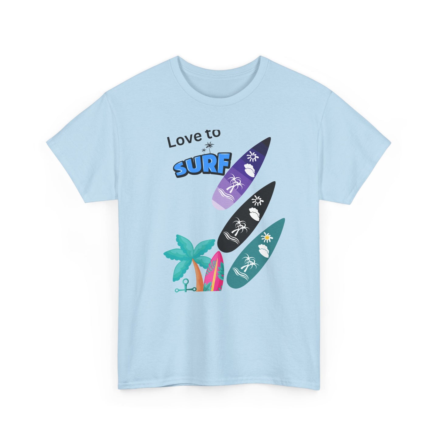 Surf Lover Unisex Heavy Cotton Tee, Beach T-Shirt, Summer Apparel, Gift for Surfers, Casual Wear, Surfing Enthusiast Shirt