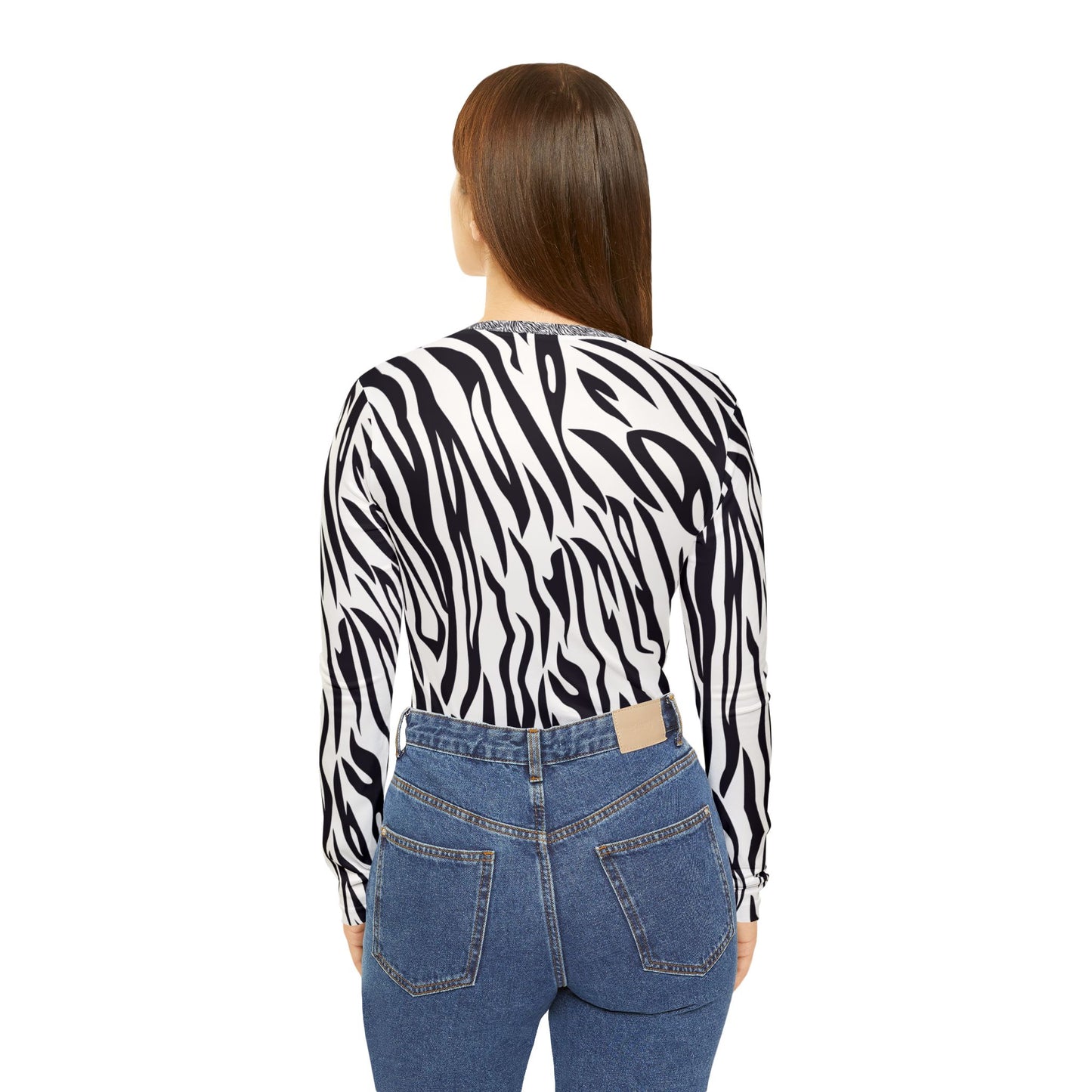 Chic Zebra Print Long Sleeve V-Neck Shirt for Women - Trendy Animal Print Top