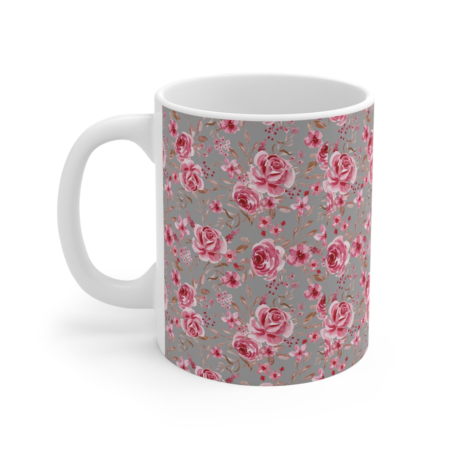 Floral Ceramic Mug - Elegant Rose Pattern for Coffee Lovers