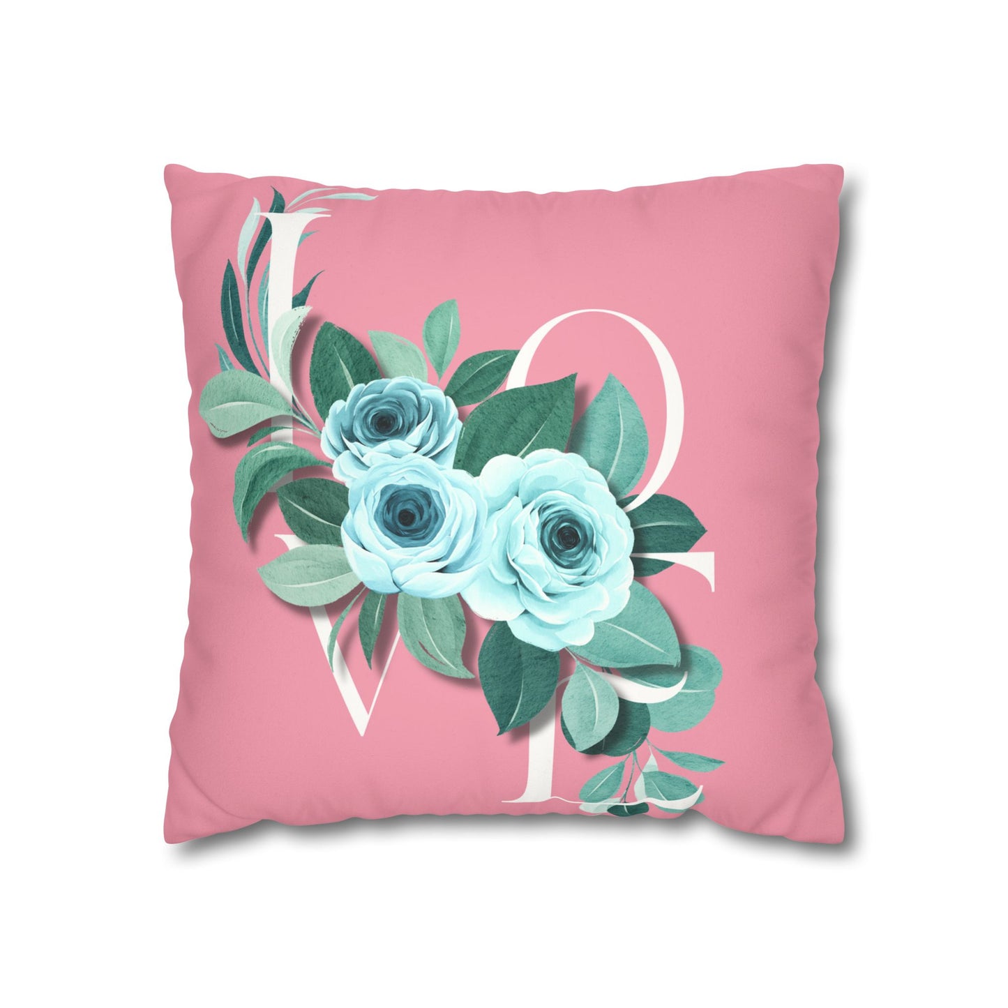 ‘LOVE’ Faux Pink Suede Square Pillowcase