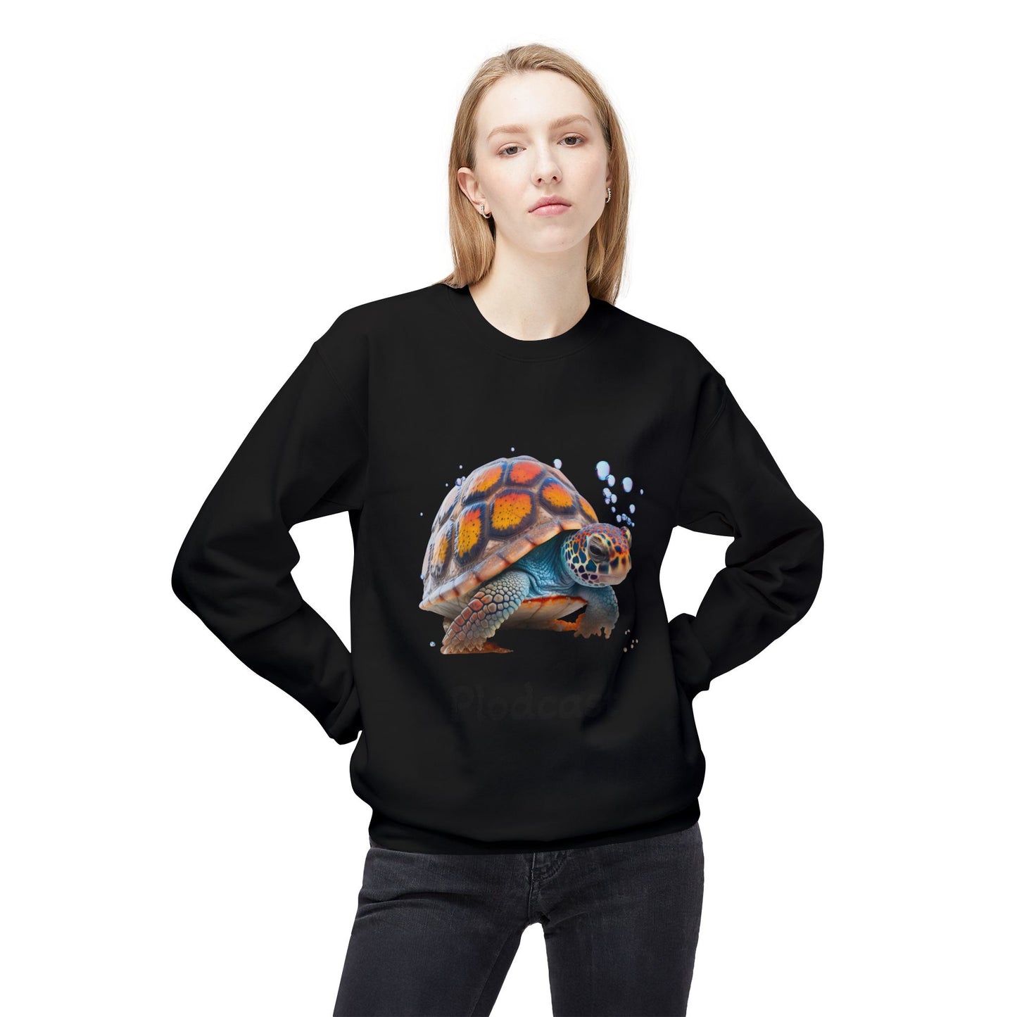 ‘Plodcast’ Turtle Unisex Midweight Softstyle Fleece Crewneck Sweatshirt