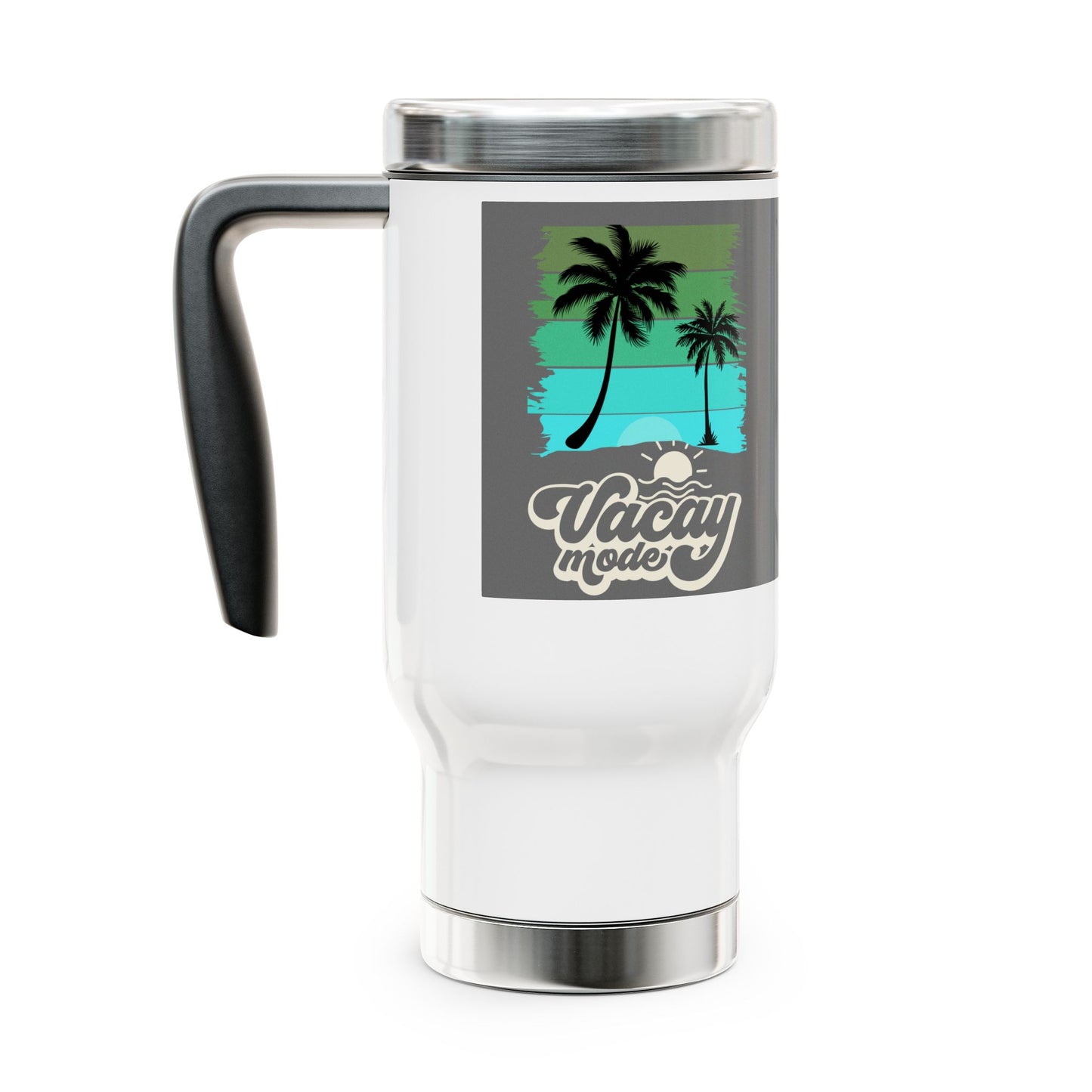 Vacation Mode Travel Mug, Stainless Steel Tumbler, 14oz Coffee Cup, Tropical Drinkware, Perfect for Travel and Summer